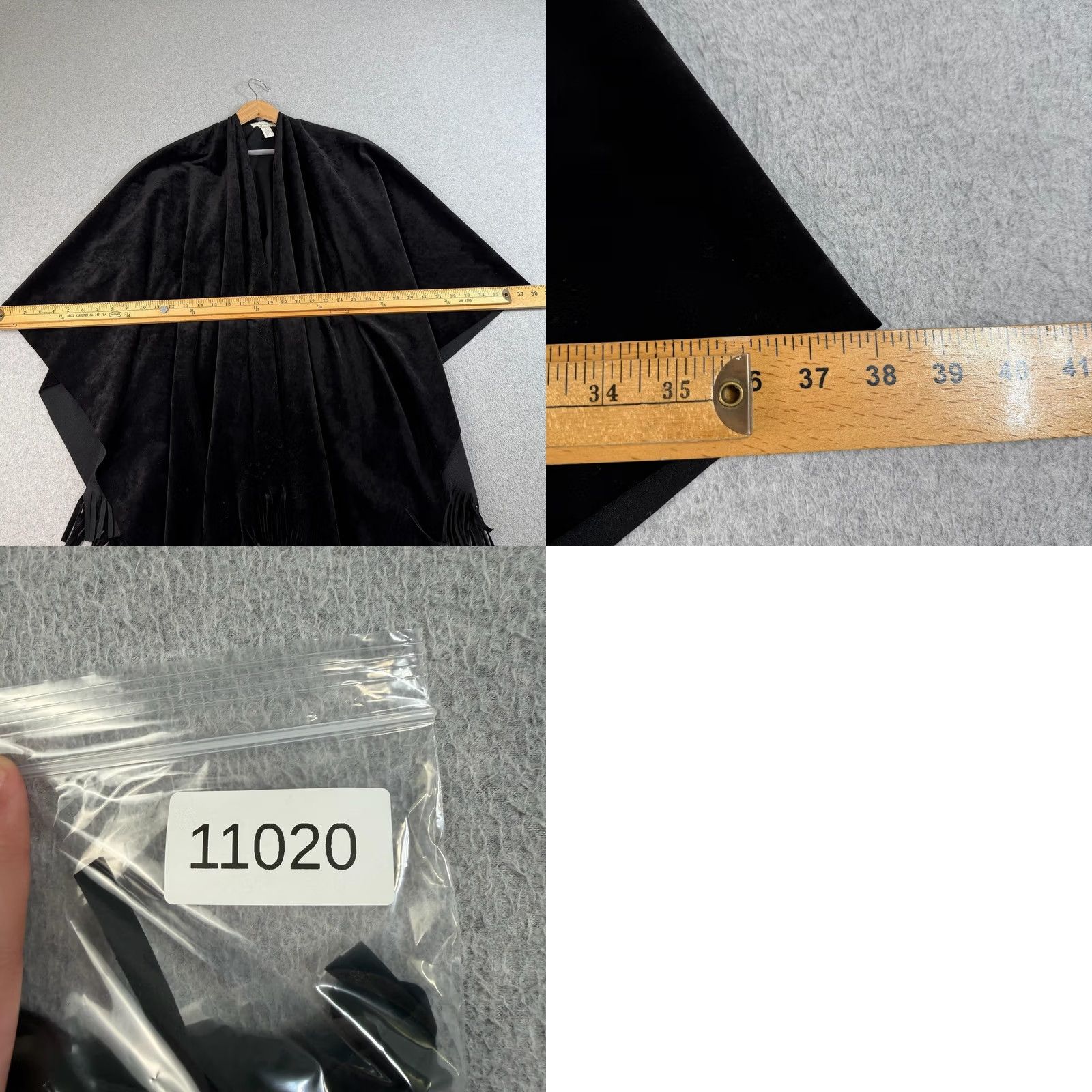 Nordstrom VINTAGE Nordstrom Poncho Women One Size Black Fringe Cape Italy Boho Lagenlook Size ONE SIZE - 8 Thumbnail