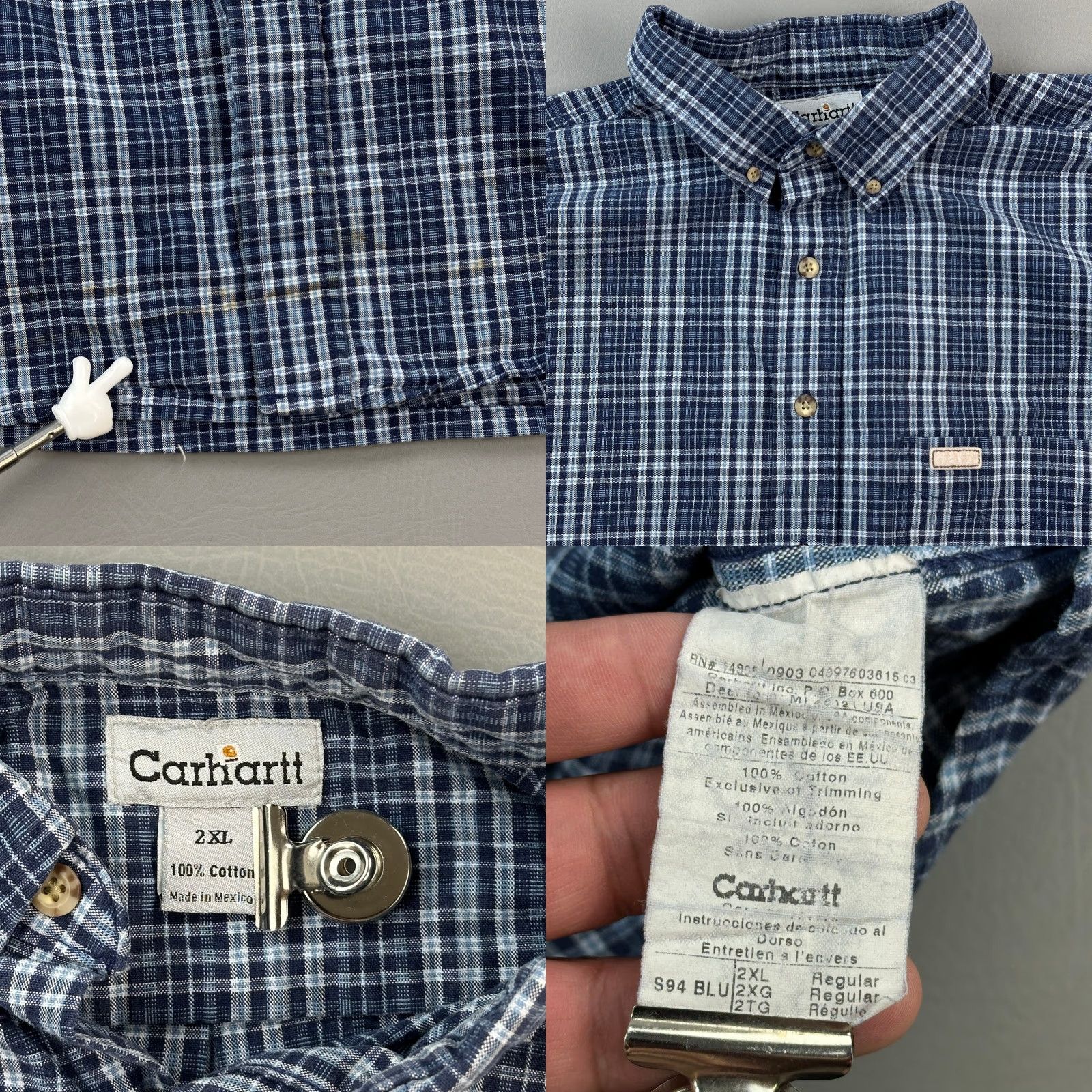 Carhartt Vintage Carhartt Shirt Mens 2XL Blue Plaid Heavyweight Workwear Y2K S94 BLU Size US XXL / EU 58 / 5 - 8 Thumbnail