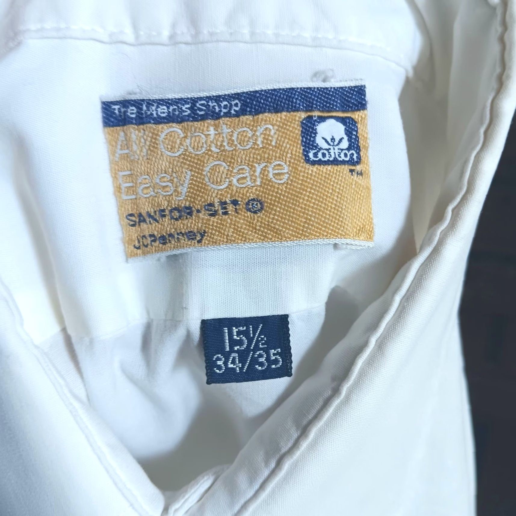 VINTAGE JCPenney Men's Dress Shirt Medium White Long Sleeve Button-Up  Casual 1980s Cotton