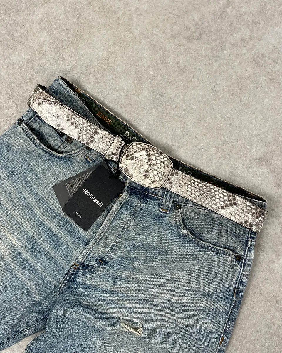 Roberto Cavalli Roberto Cavalli Beige Python Leather Avant-Garde Belt Size ONE SIZE - 1 Thumbnail
