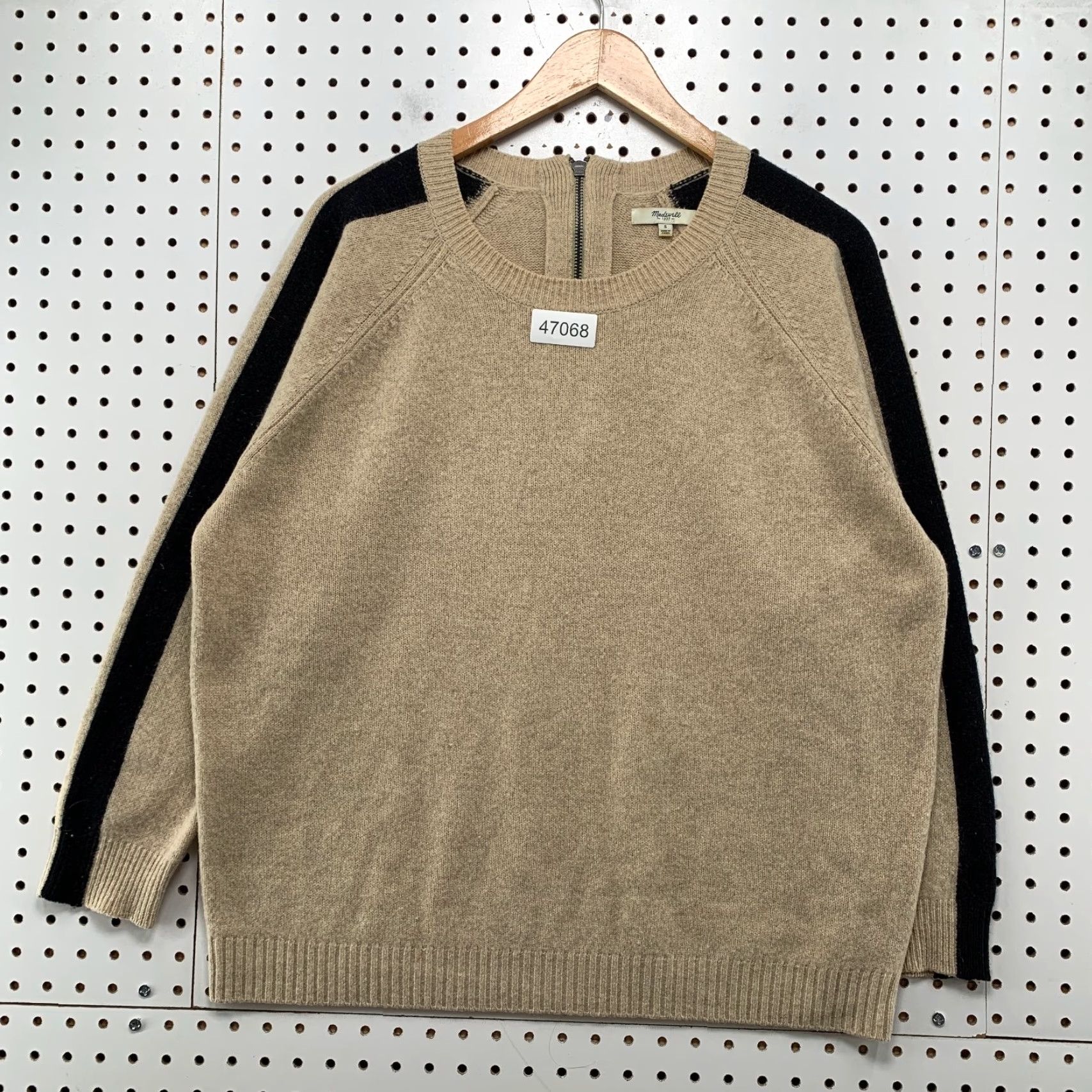 Madewell Madewell Sweater Women’s Small Beige 100% Merino Wool Long Sleeve Crew Neck Pullover Fashion Knit Vintage No 0 Back Zip Work Size S / US 4 / IT 40 - 2 Thumbnail