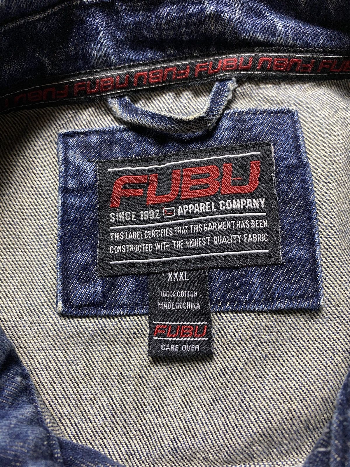 Fubu Fubu Collection blue denim jacket big rap baggy JNCO Size US XXL / EU 58 / 5 - 12 Thumbnail