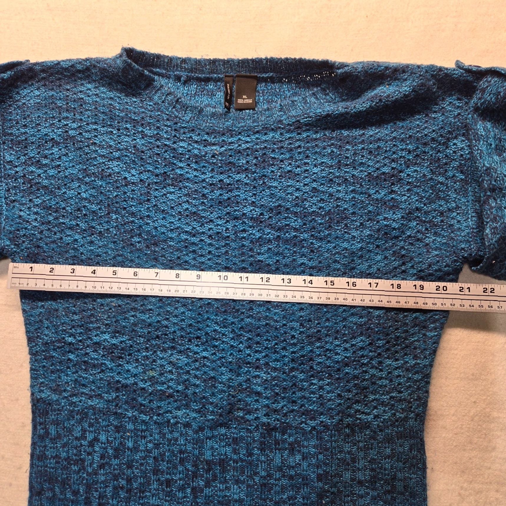 Vintage New Directions Sweater Shirt Adult XL Blue Stretch Knit Pullover Open-Knit 60s Classic Modern Womens Size XL / US 12-14 / IT 48-50 - 3 Thumbnail