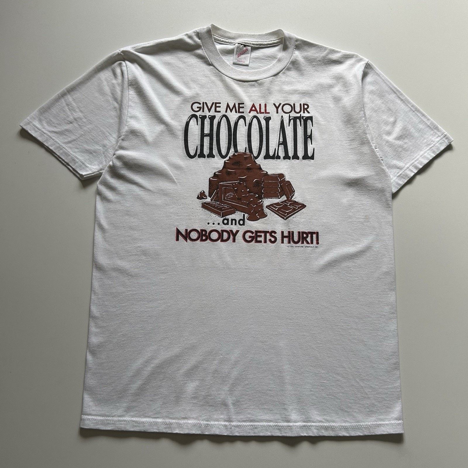 Jerzees Vintage 90s Funny Chocolate Art T-Shirt Large Jerzees USA Size US M / EU 48-50 / 2 - 1 Thumbnail