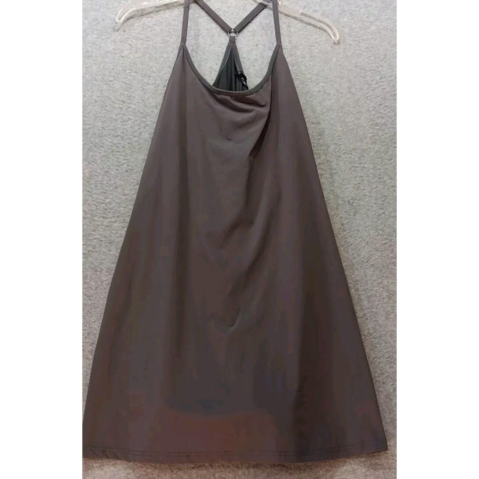Vintage Crane Dress Women's L Gray Activewear Built-in Shorts Sleeveless Scoop Neck Outdoor Casual Regular Style Basic Pattern Solid Size 36" / US 14 / IT 50 - 3 Thumbnail