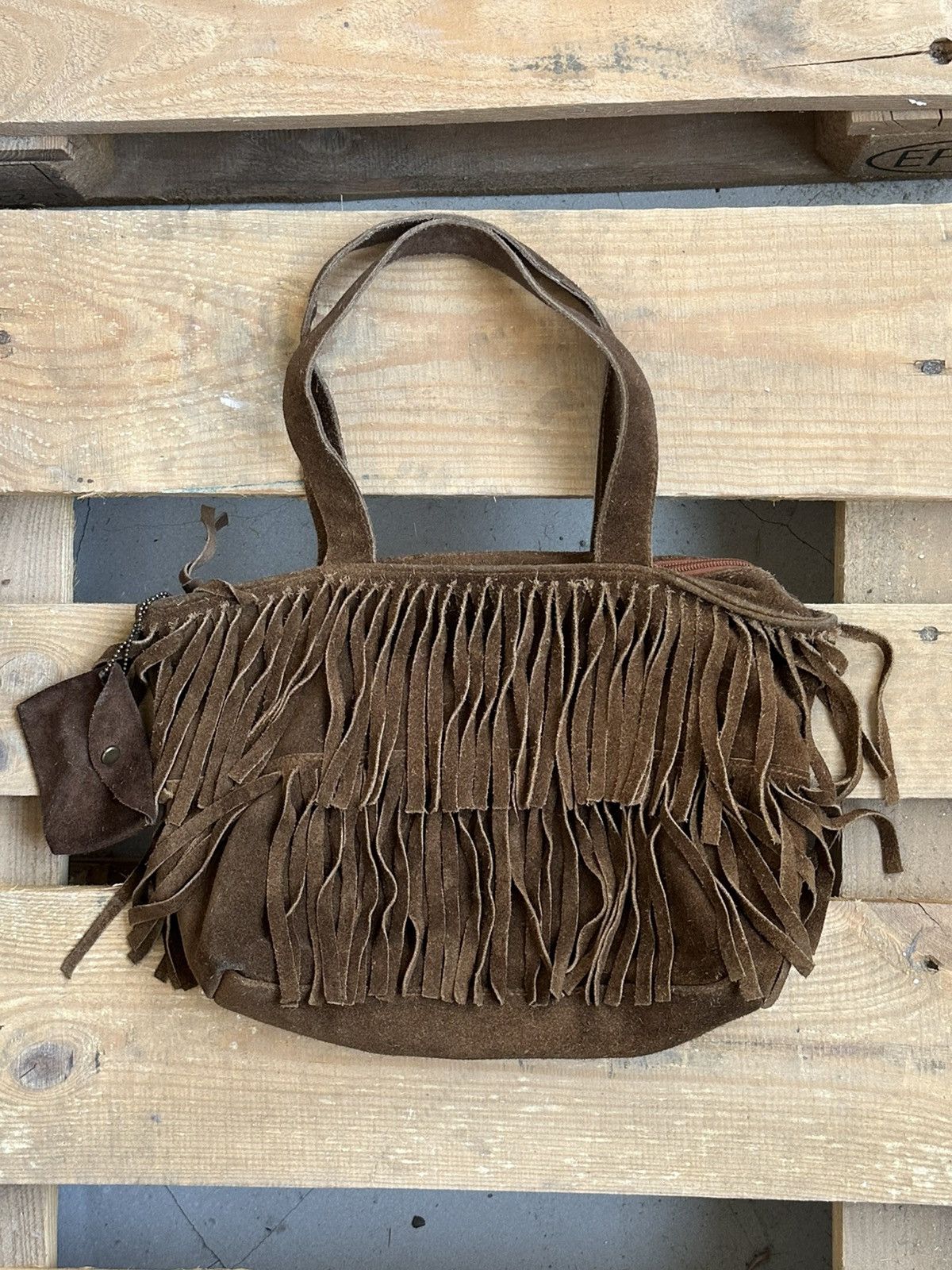 If Six Was Nine Vintage Suede Brown Fringe Western Handle Bag Size ONE SIZE - 2 Thumbnail