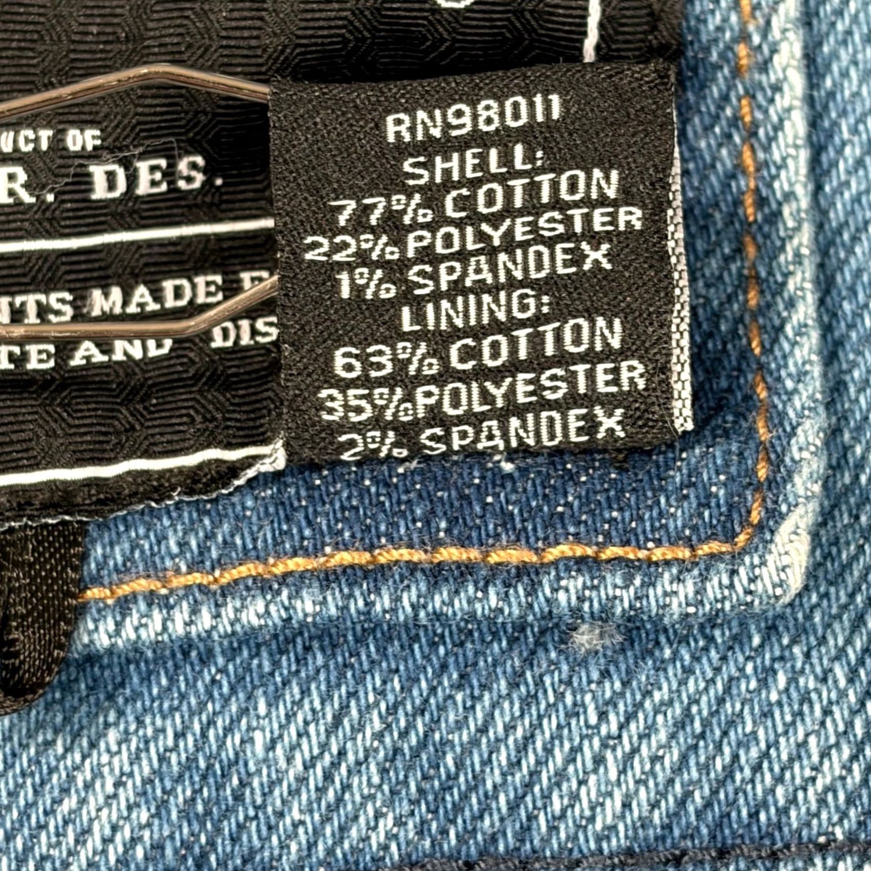 Denime AKOO Mens XL Light Wash Denim Jacket Full Zip Fox Mascot Live Full Live Well Bomber Jacket Streetwear Logo Zipper Pockets Embroidered Casual Mens Size US XL / EU 56 / 4 - 4 Thumbnail