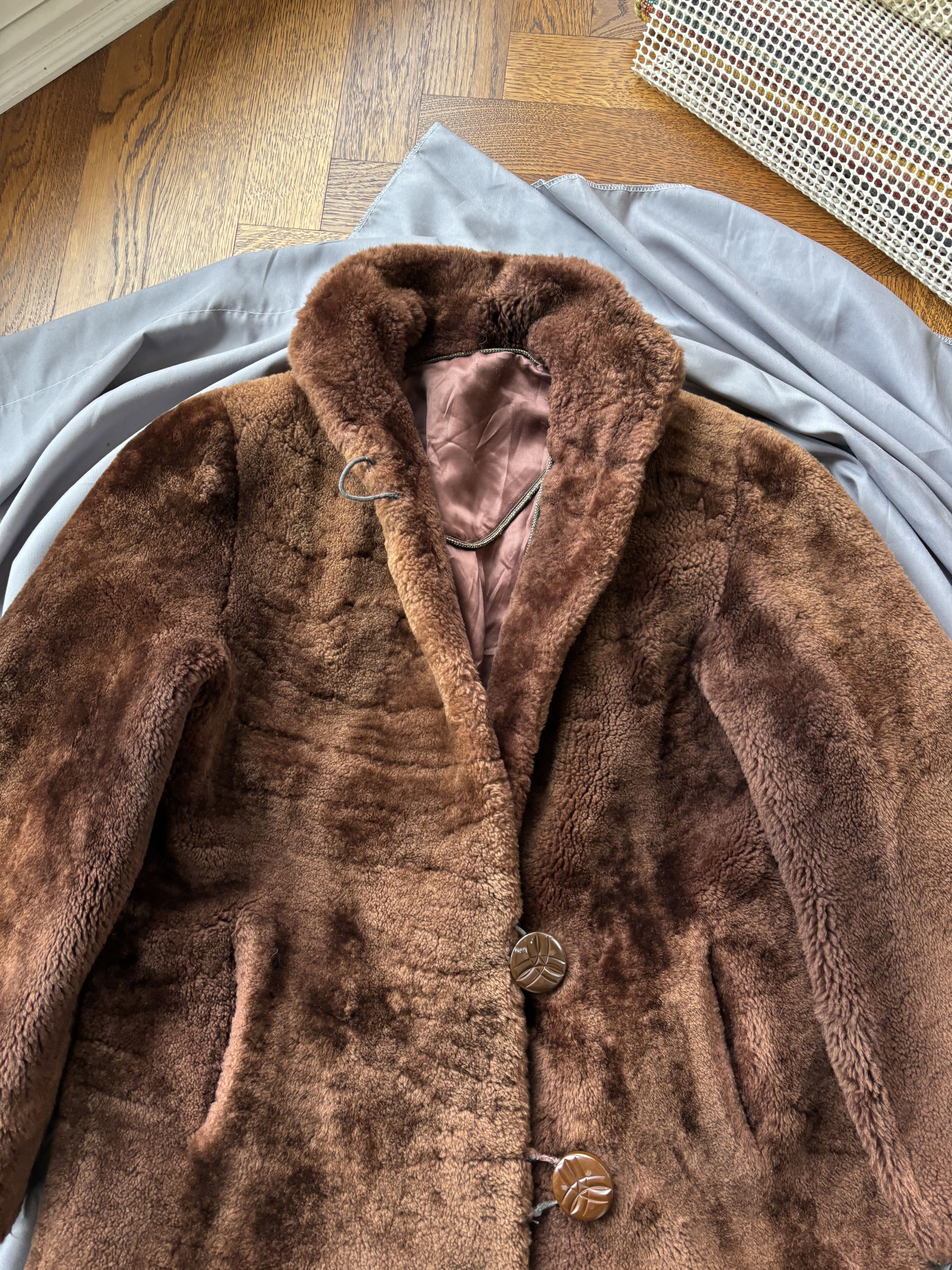 Vintage 1950s Fur Coat Vintage Sheared Beaver Long Trench Overcoat Size US XS / EU 42 / 0 - 4 Thumbnail