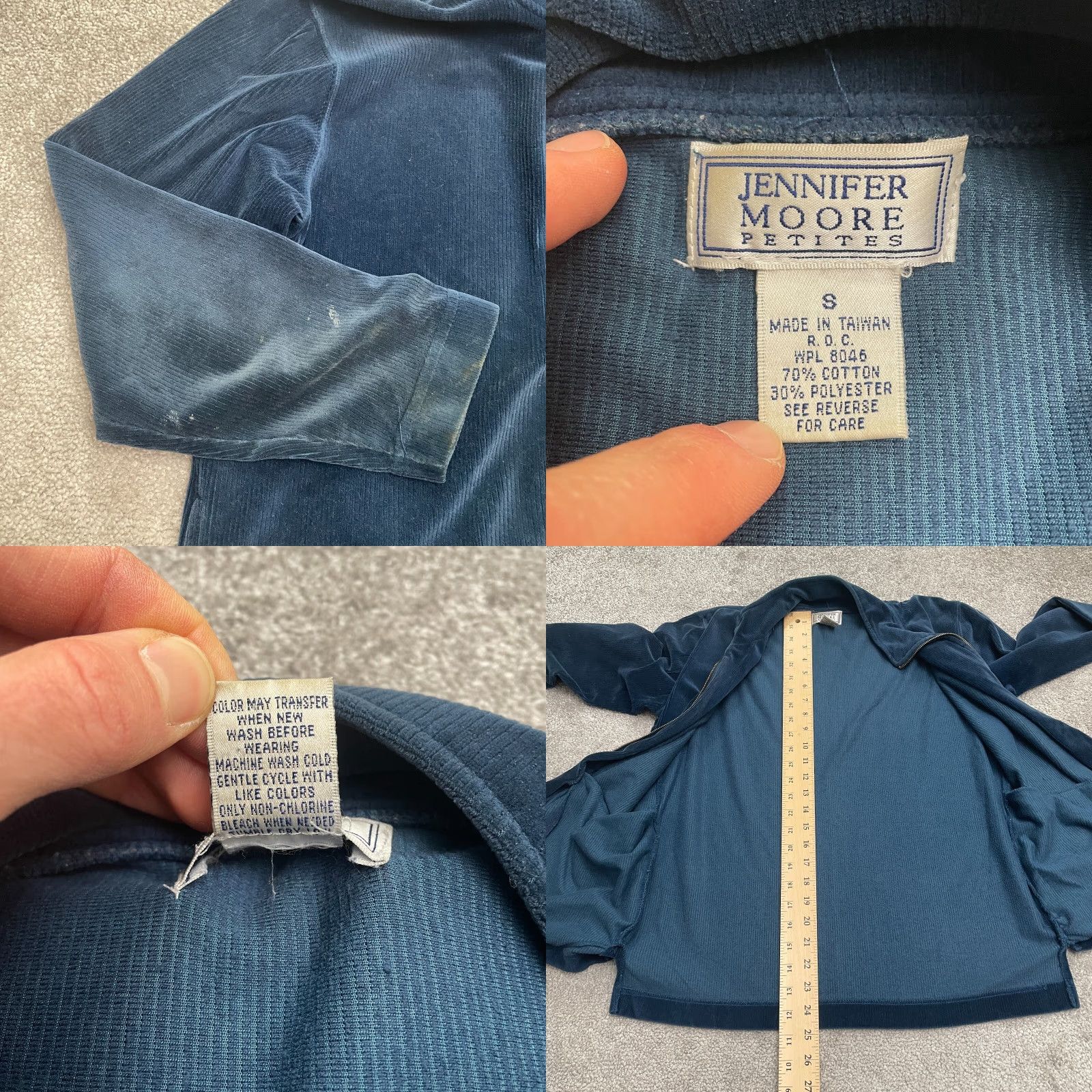 MooRER Jennifer Moore Corduroy Jacket Womens Petite Small Navy Blue Full Zip Casual Size S / US 4 / IT 40 - 8 Thumbnail