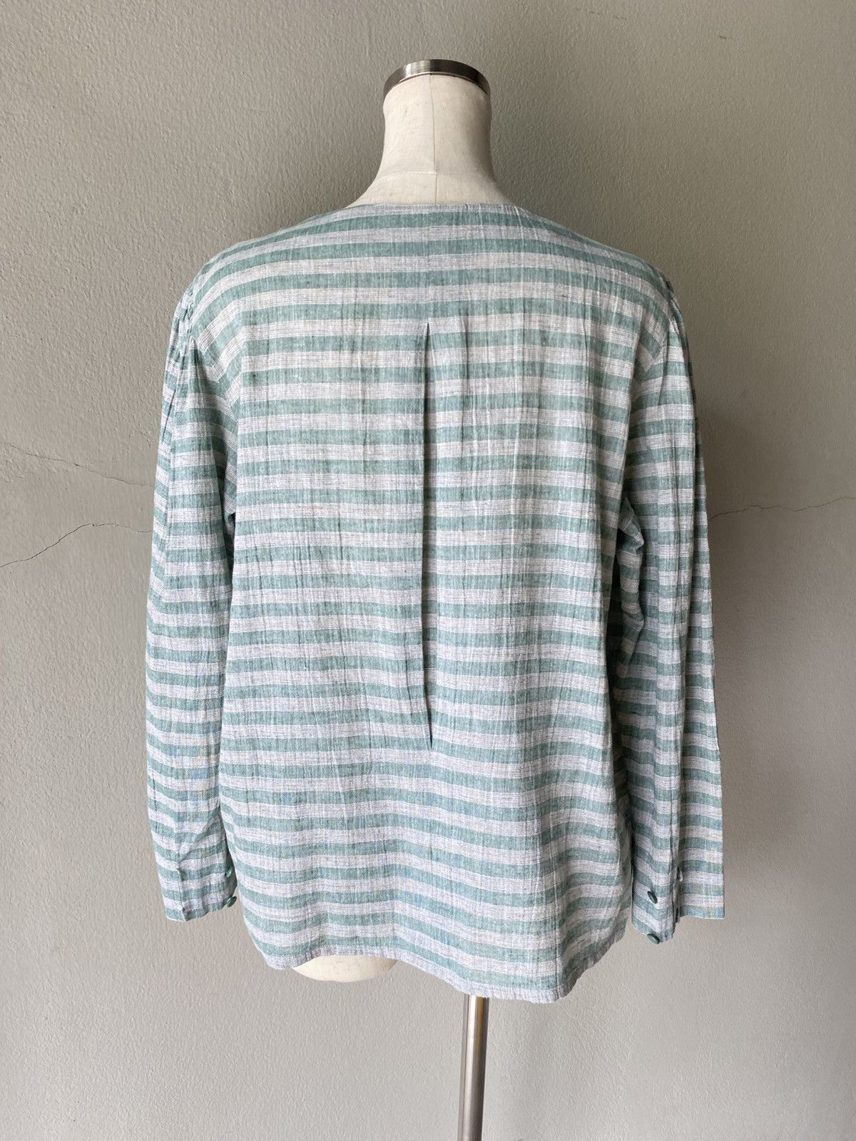 Dior Christian Dior Green-Striped Button-Detail Blouse Size M / US 6-8 / IT 42-44 - 2 Thumbnail