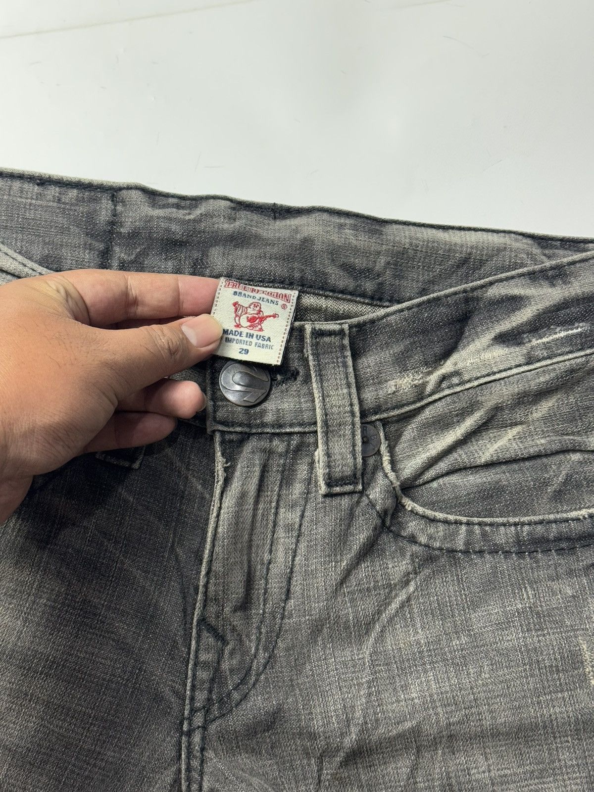 True Religion Flare True Religion Leather Logo Distressed Denim Size US 30 / EU 46 - 11 Thumbnail