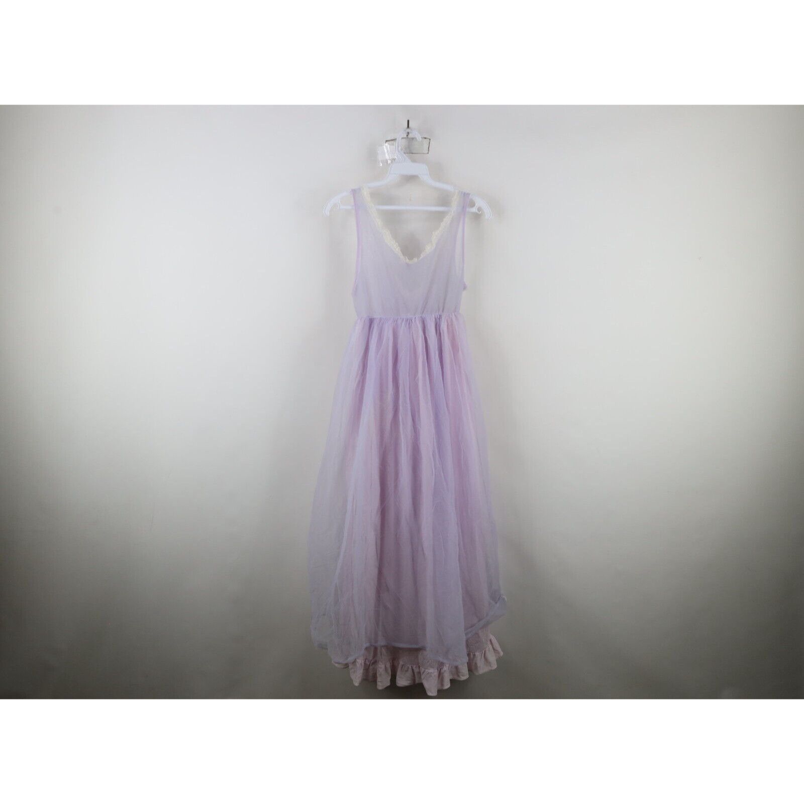 Vintage Vintage 60s 70s Baby Doll Chiffon Lace Flower Night Gown Size M / US 6-8 / IT 42-44 - 18 Thumbnail