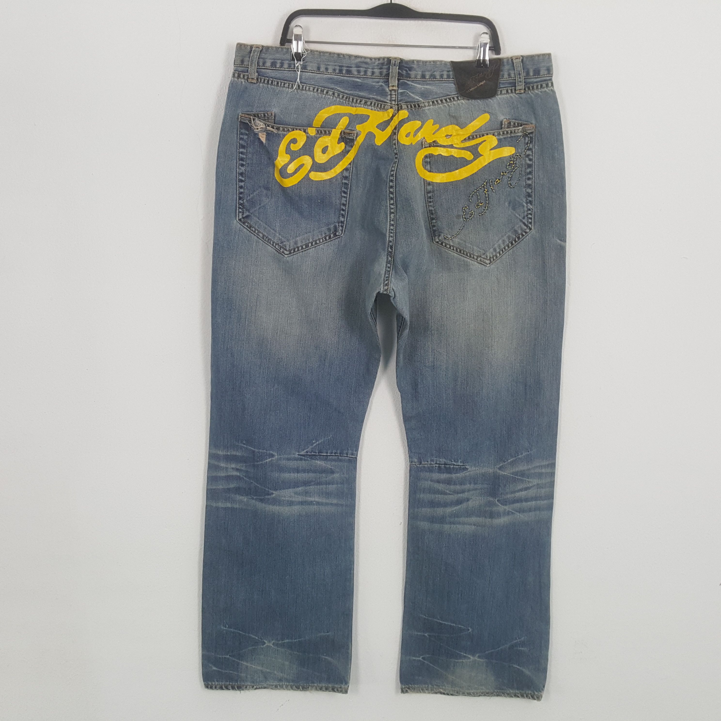 Christian Audigier × Ed Hardy × Vintage ED HARDY Fashion Designer Brand Streetwear Custom Art Jeans Size US 41 - 1 Thumbnail