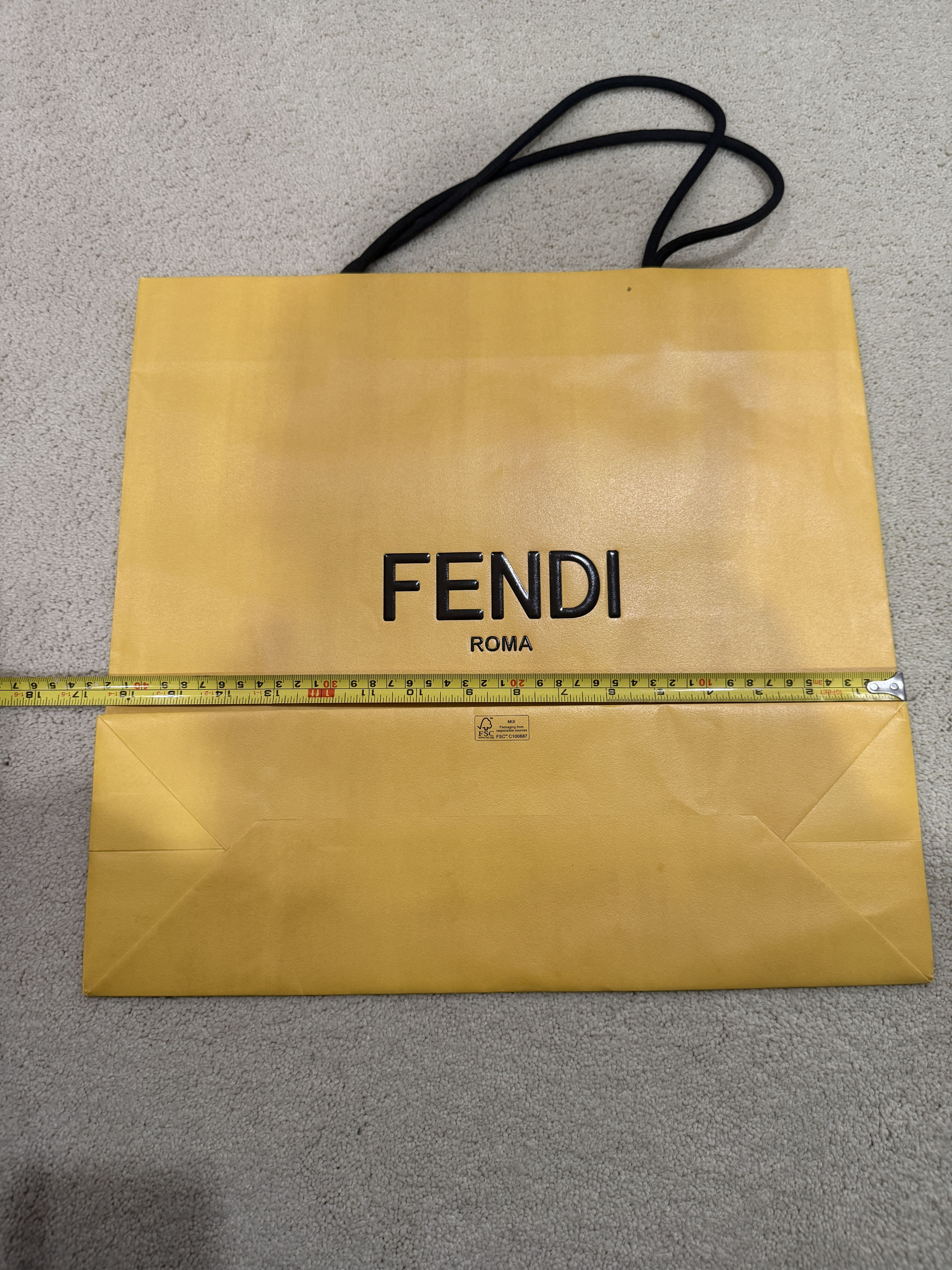 Fendi Authentic Large Fendi Yellow Gift Paper Shopping Bag Size ONE SIZE - 4 Thumbnail