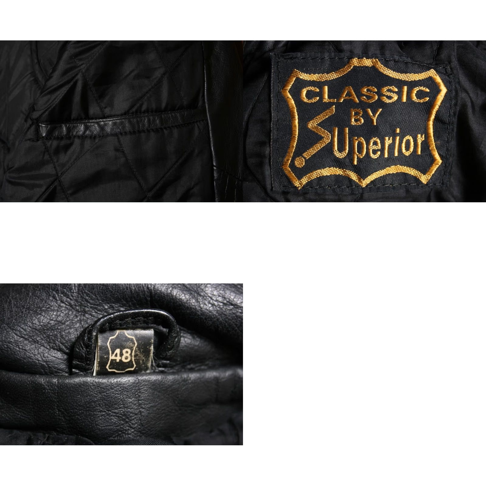 Vintage SUPERIOR Black Leather Biker Jacket Sz. 48 Tulsa HOG Harley Patch Mens Jacket Leather Zip Quilted Belted Insulated 90s Style Size US M / EU 48-50 / 2 - 10 Thumbnail