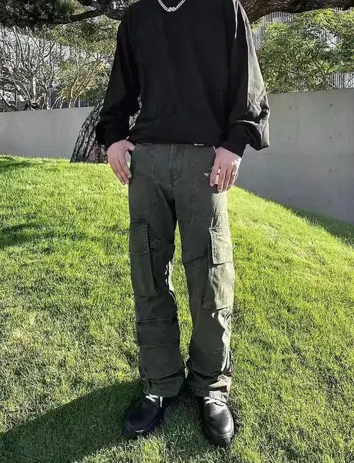 Japanese Brand × Jean High Street Style Zip Retro Army Green Cargo Pants Size US 32 / EU 48 - 3 Thumbnail