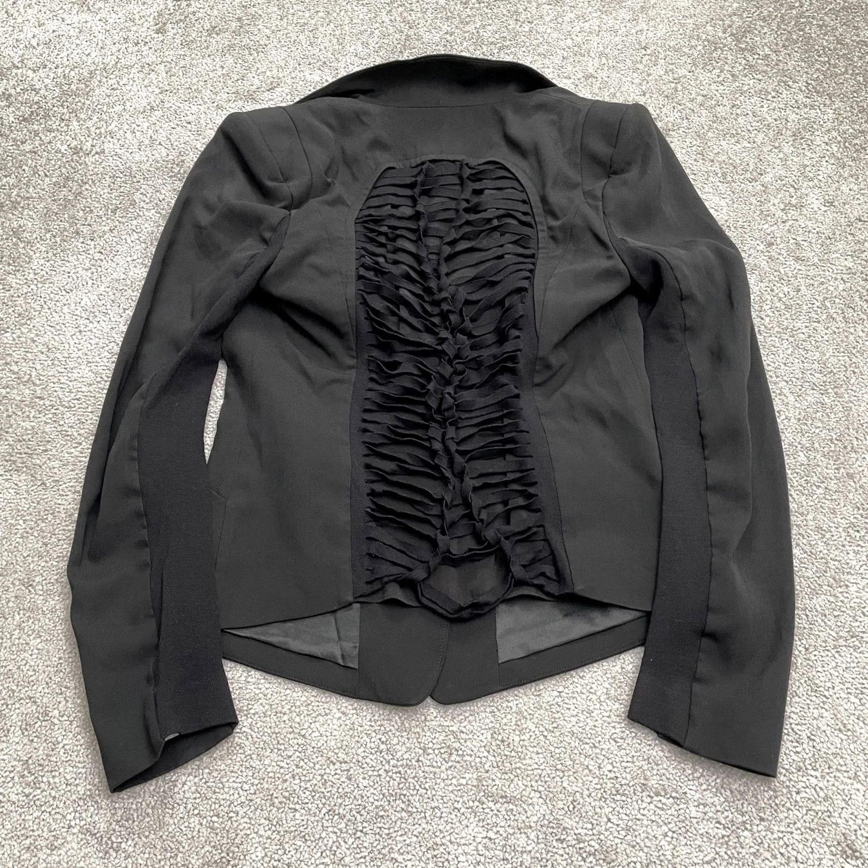 Bcbgmaxazria BCBGmaxazria Blazer Suit Jacket Womens Small Black Knotted Back Padded Shoulders Size S / US 4 / IT 40 - 2 Thumbnail