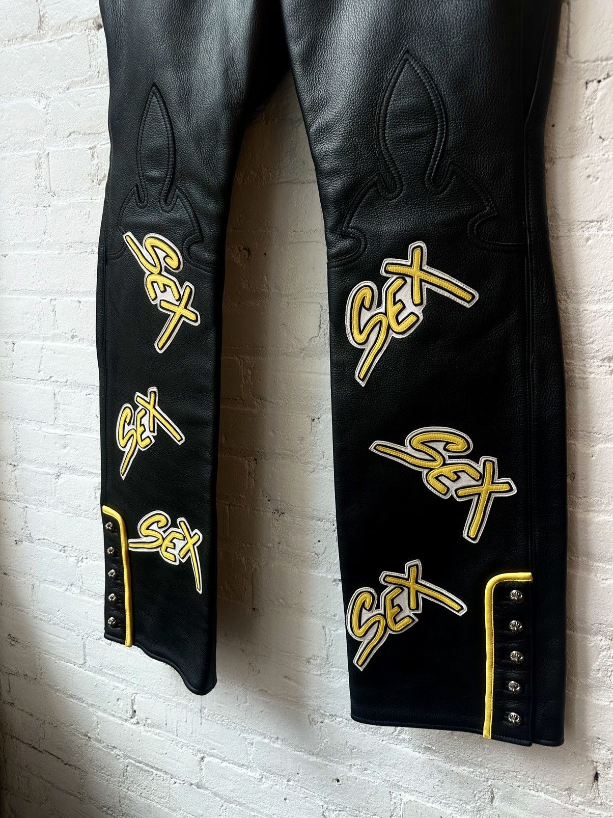 Chrome Hearts CHROME HEARTS 1:1 SEX PATCH LEATHER JEANS ODEL BECKHAM Size US 34 / EU 50 - 6 Thumbnail