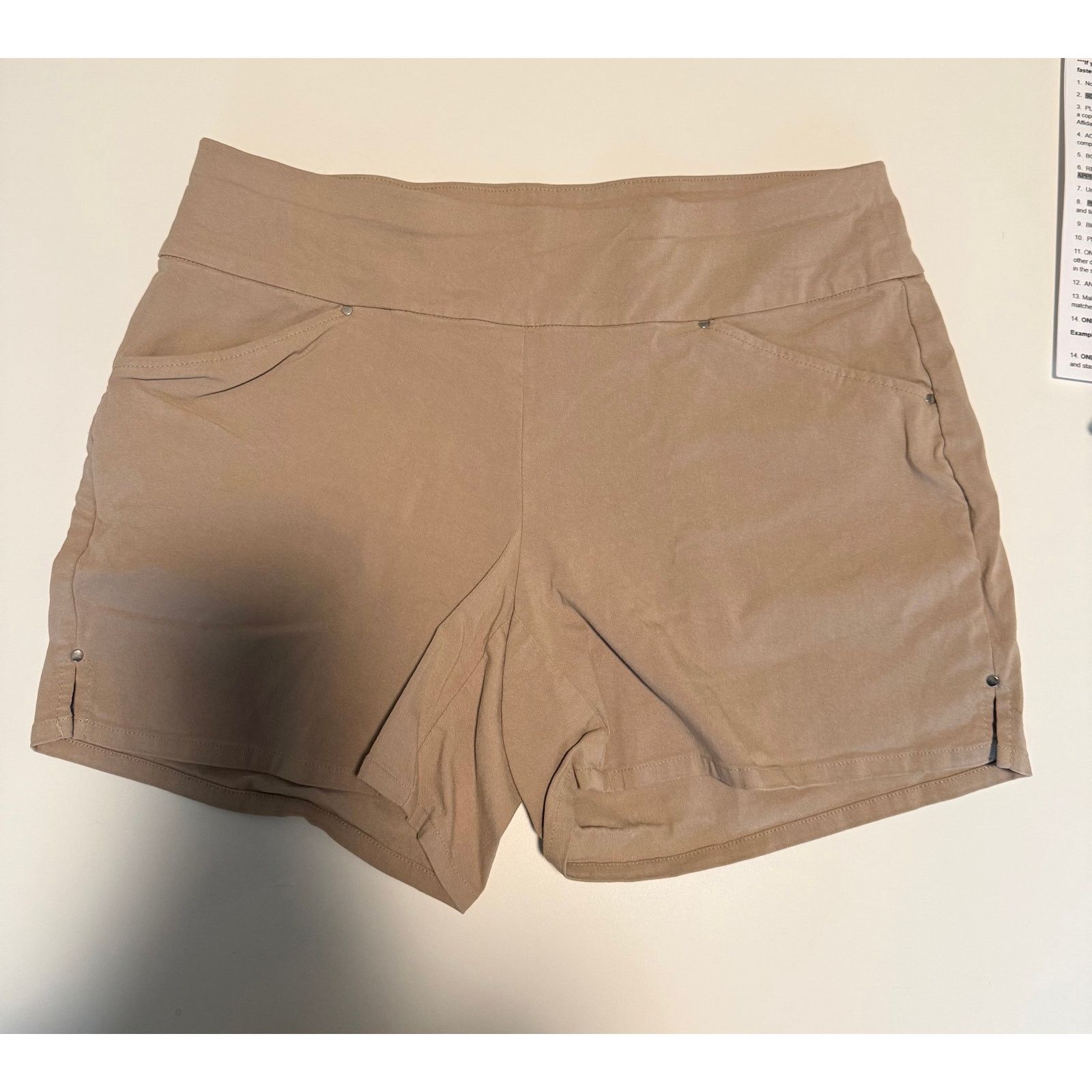 I.N.C INC Women's Size 8 Khaki Pull-On Shorts Tan - B002 Size 30" / US 8 / IT 44 - 2 Thumbnail