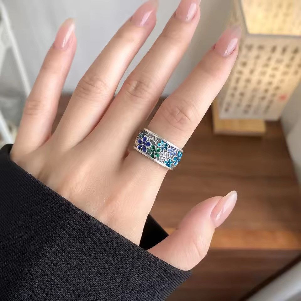 Japanese Brand Mizuhara x moto Multicolor Flower Open Ring Size ONE SIZE - 3 Thumbnail