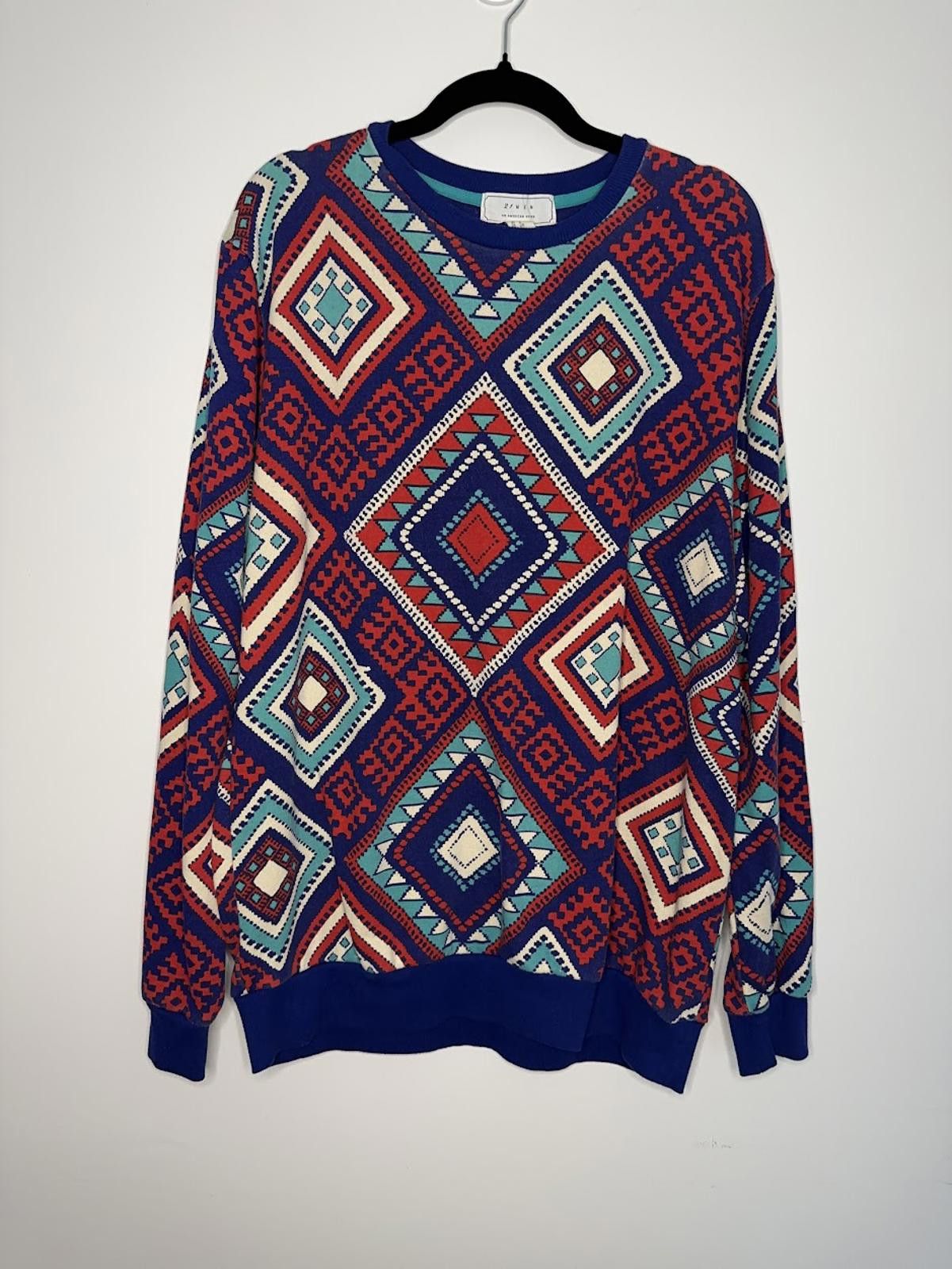 Forever 21 Forever 21 Aztec/Geometric Print Sweater - Sz. L Size US L / EU 52-54 / 3 - 1 Thumbnail