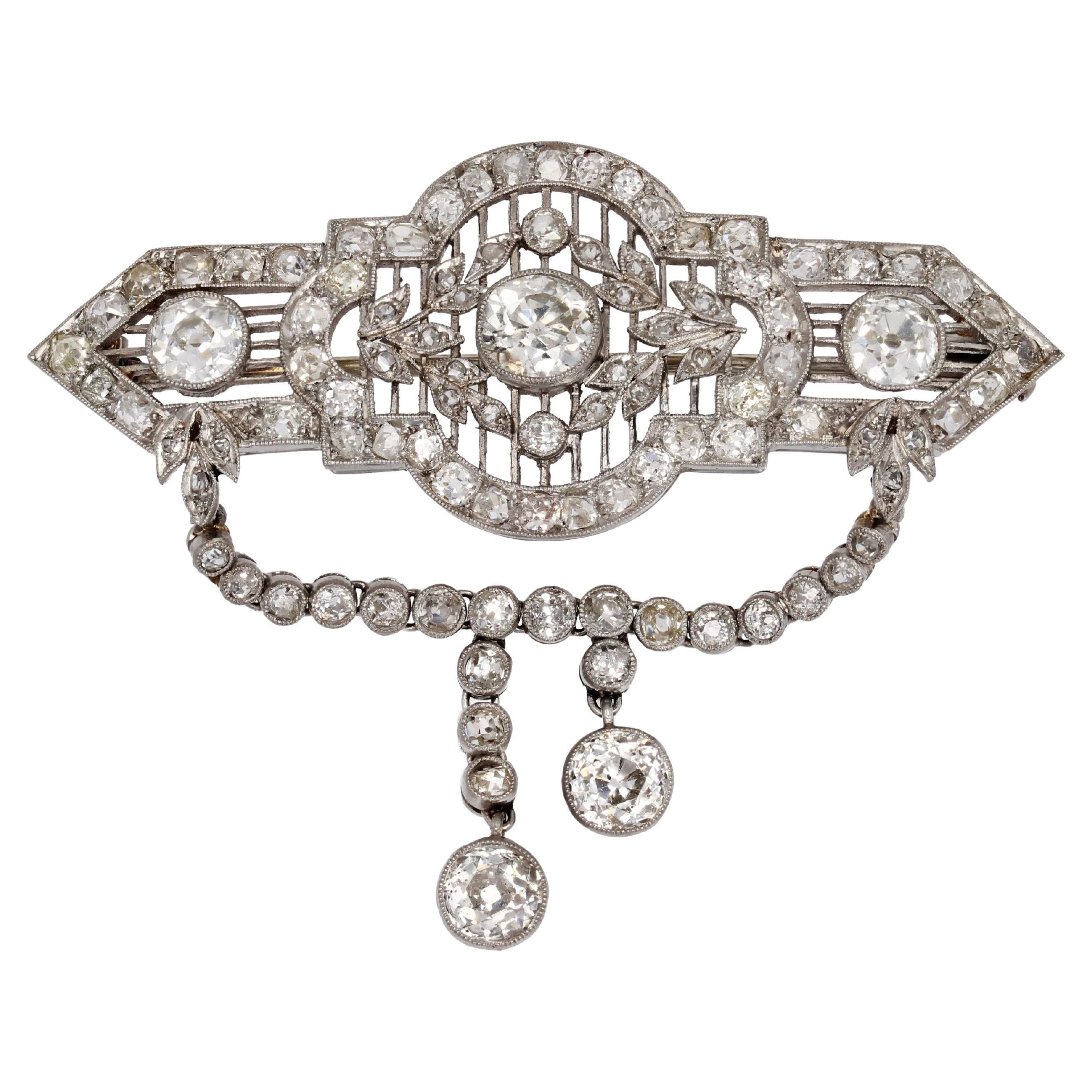 image of Vintage 1920S Diamonds Platinum Lace Brooch in White, Women's