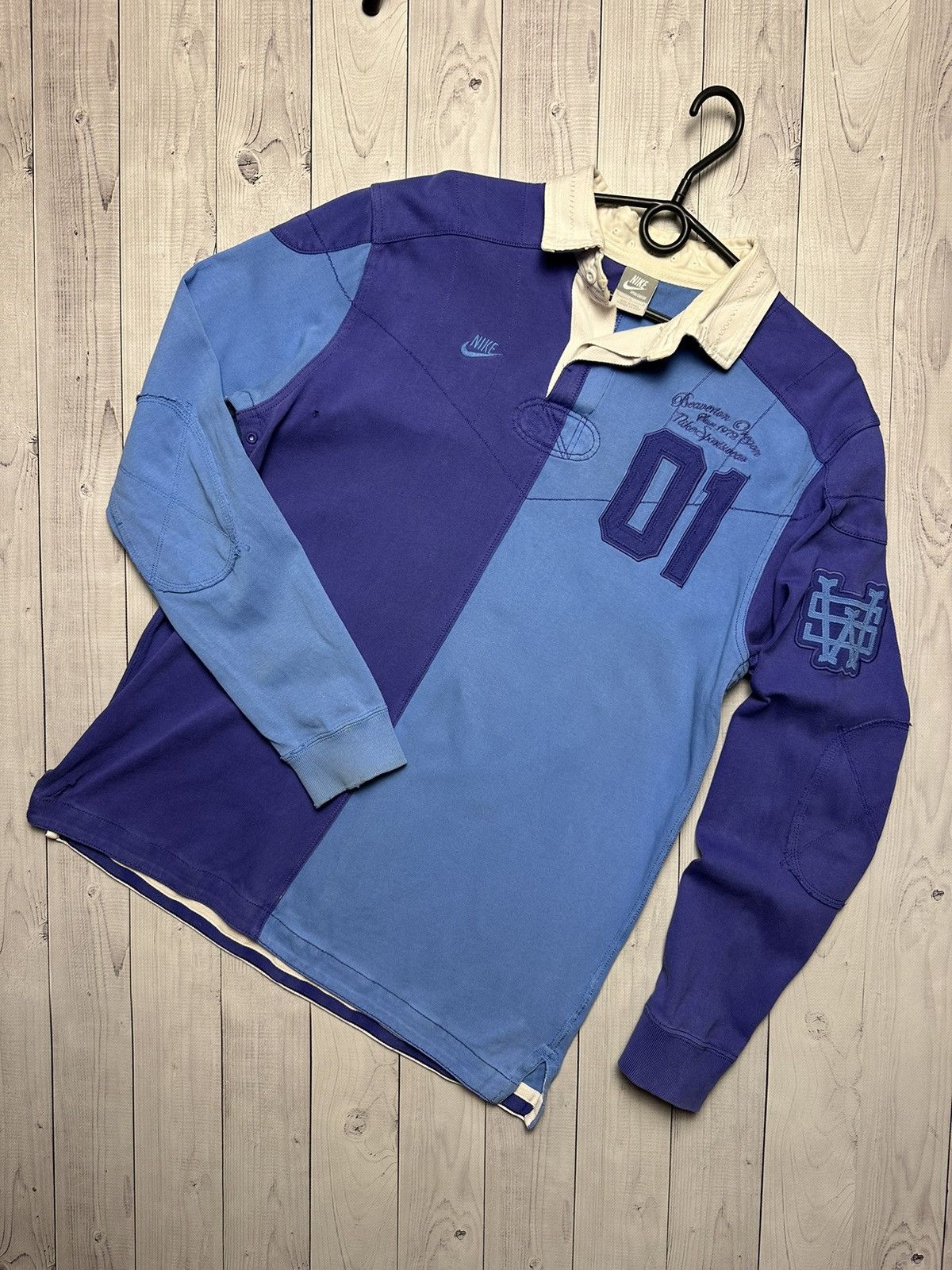 Nike × Vintage Vintage Nike Rugby jersey Sportswear size L blue big logo Size US L / EU 52-54 / 3 - 2 Thumbnail
