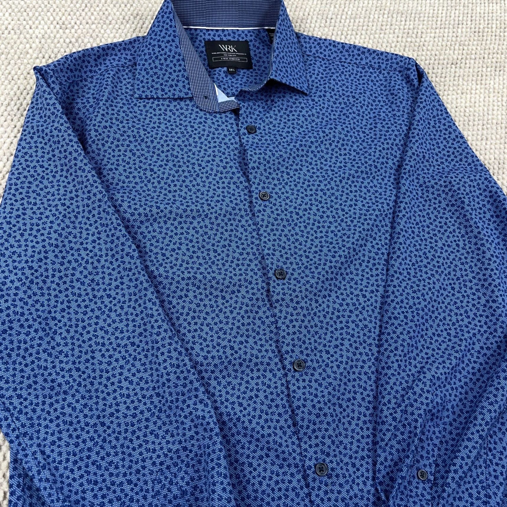Vintage WRK Shirt Men 15.5 Medium Blue Floral Button Up Performance Flip Cuff Size US L / EU 52-54 / 3 - 4 Thumbnail