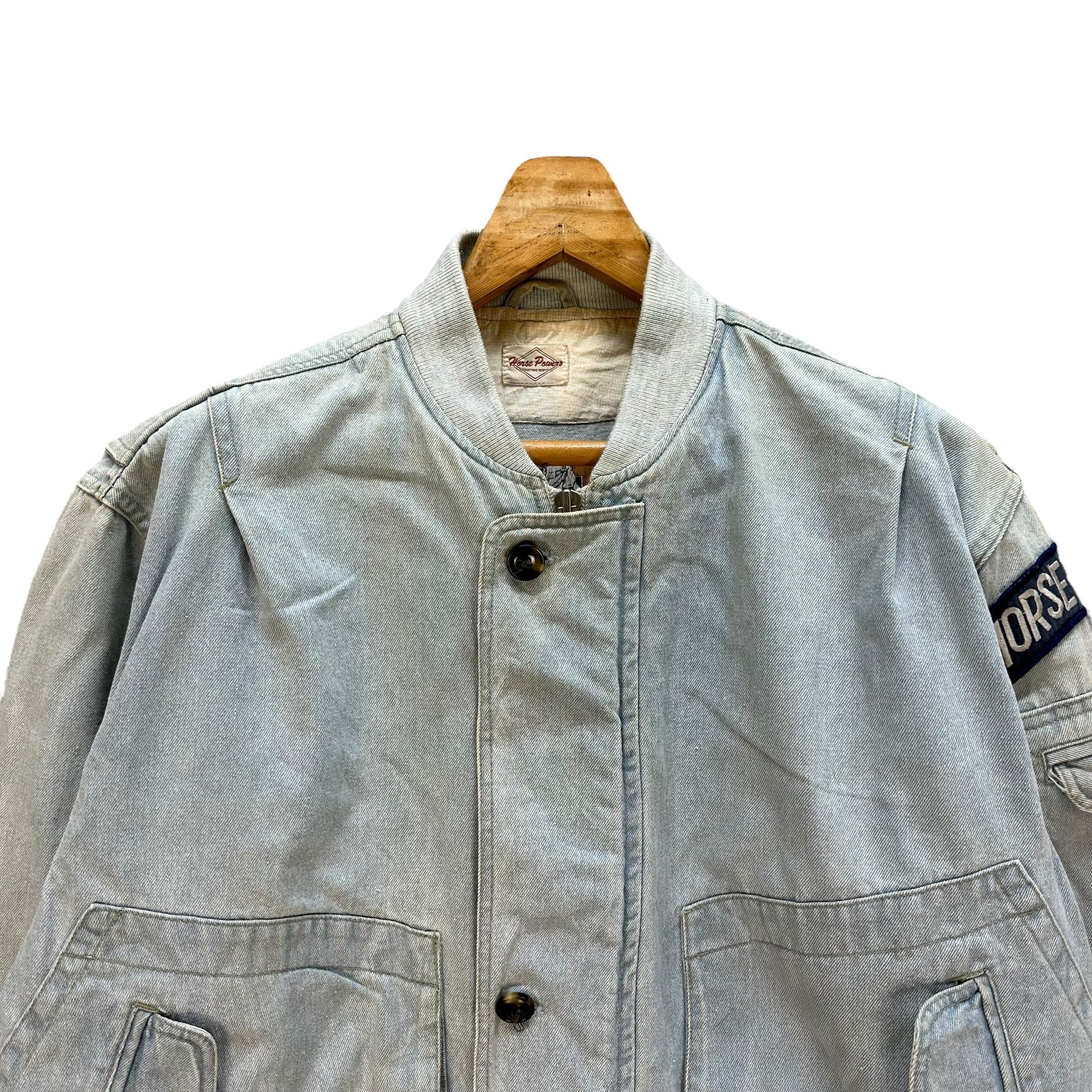 Vintage 90's HORSE POWERS 24 Denim Bomber Jacket #A60-1389 Size US XL / EU 56 / 4 - 2 Thumbnail