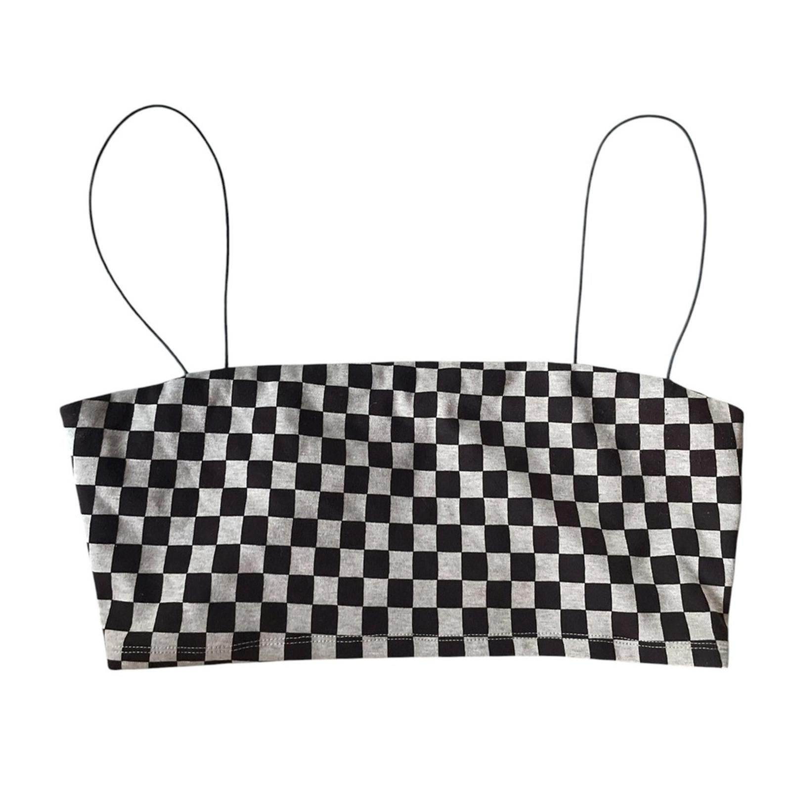 Other Reformation Brown and Cream Checkered Crop Top Athleisure Size XL / US 12-14 / IT 48-50 - 1 Thumbnail