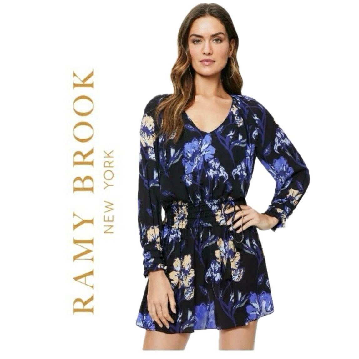Ramy Brook RAMY BROOK MINI DRESS MILENE SILK FLORAL RUFFLE SMOCKE SZ S Size S / US 4 / IT 40 - 1 Thumbnail