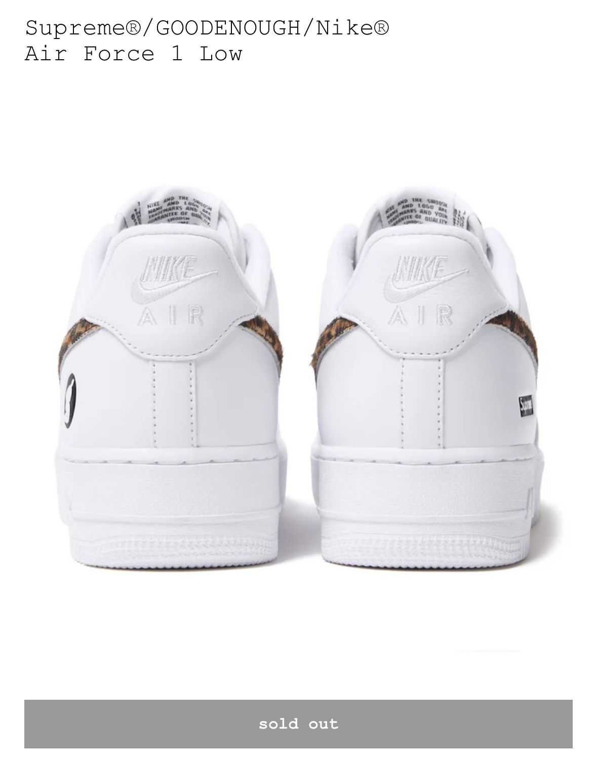 Supreme×GOODENOUGH Nike Air Force 1 Low Supreme x GOODENOUGH x Nike Air Force 1 Low For a Summer 2025