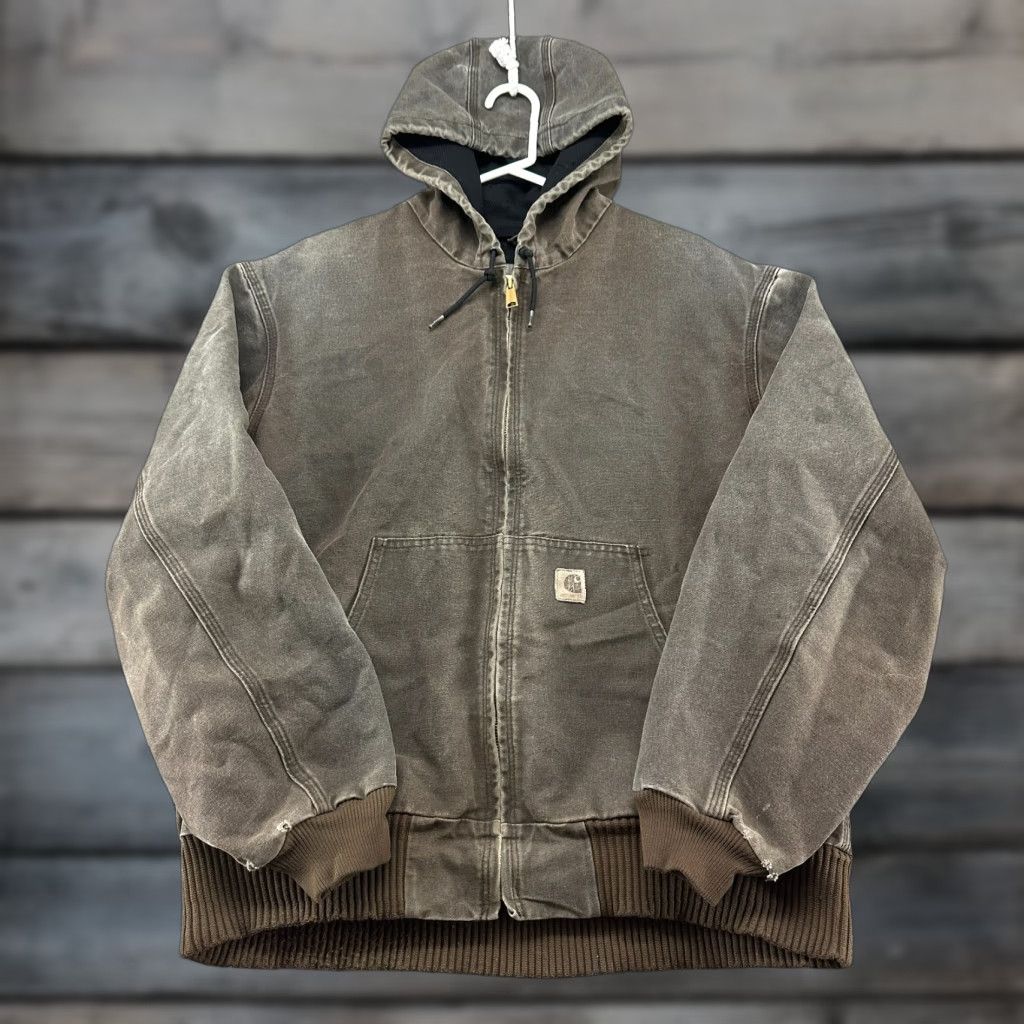 Carhartt VINTAGE Carhartt Jacket Men XL Brown Canvas Hooded Lined Chestnut J168 CHT Jacket Size US XL / EU 56 / 4 - 1 Thumbnail