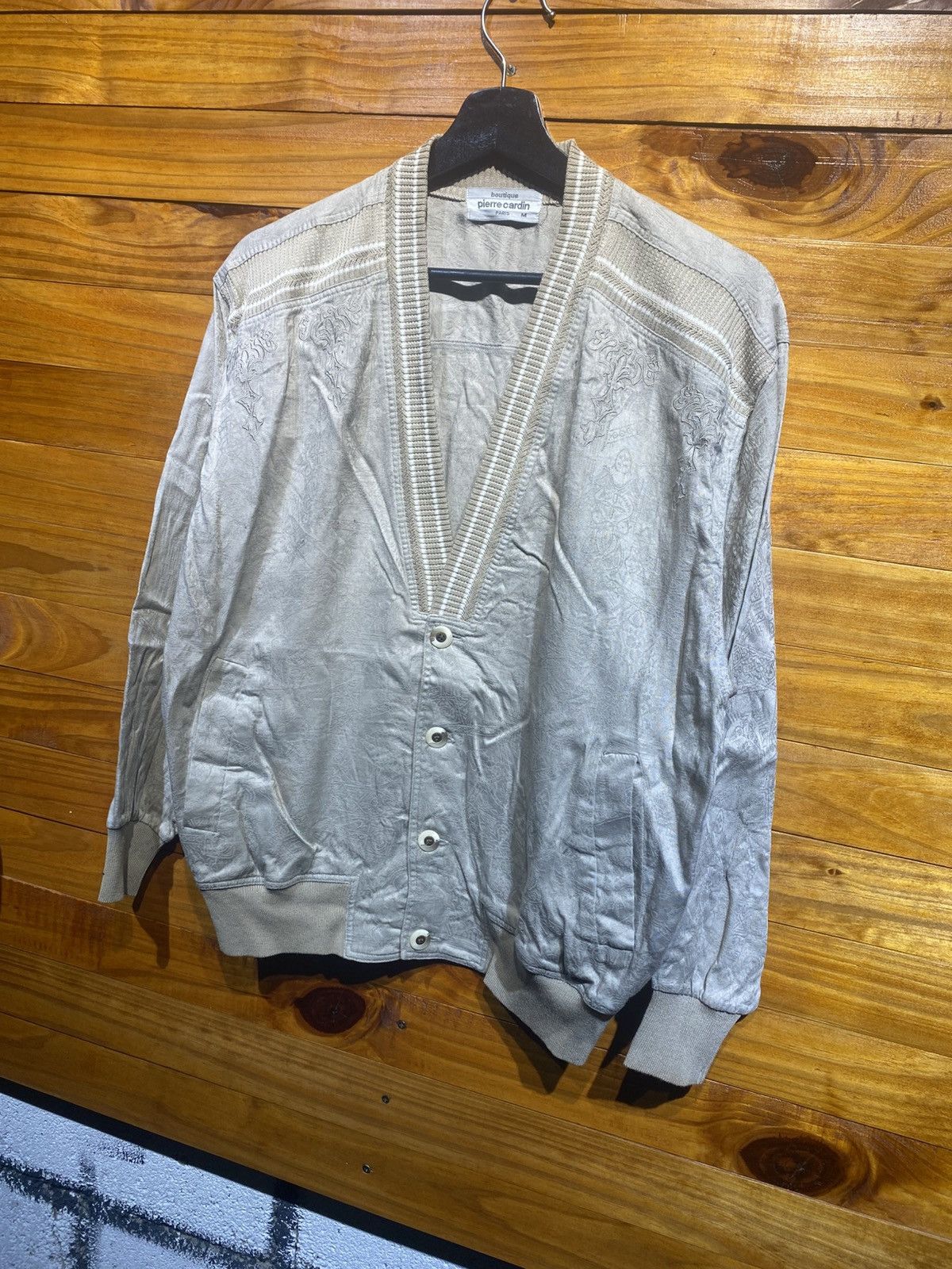 Pierre Cardin Vintage Pierre Cardin Paris Beige Embroidered Knit Cardiga Size US M / EU 48-50 / 2 - 4 Thumbnail