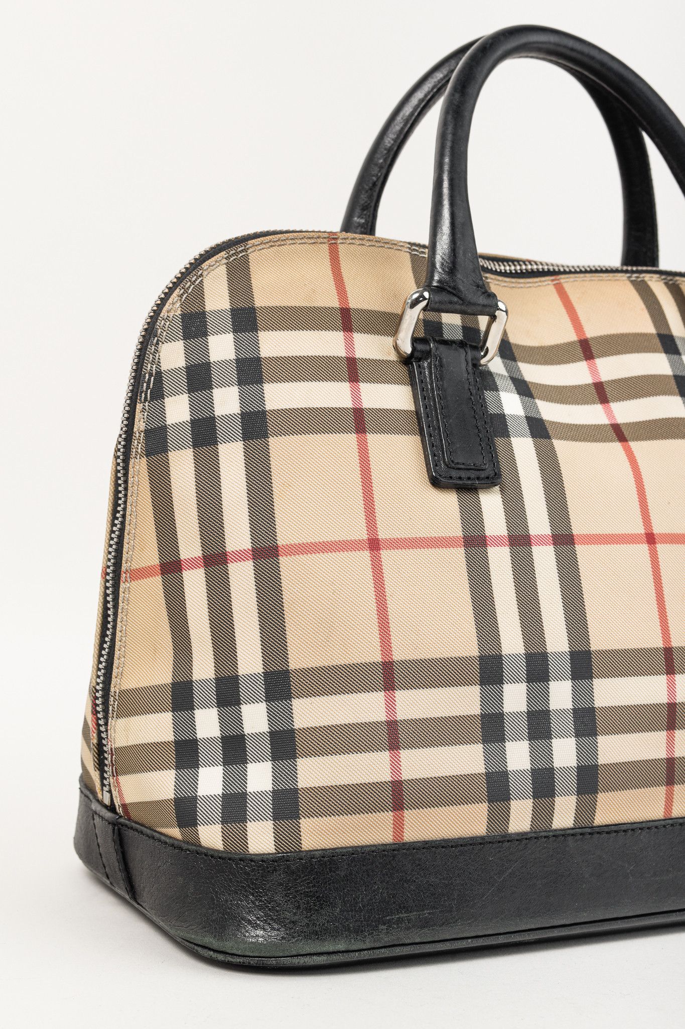 Burberry Burberry House Check Leather-Trim Domed Satchel Size ONE SIZE - 7 Thumbnail