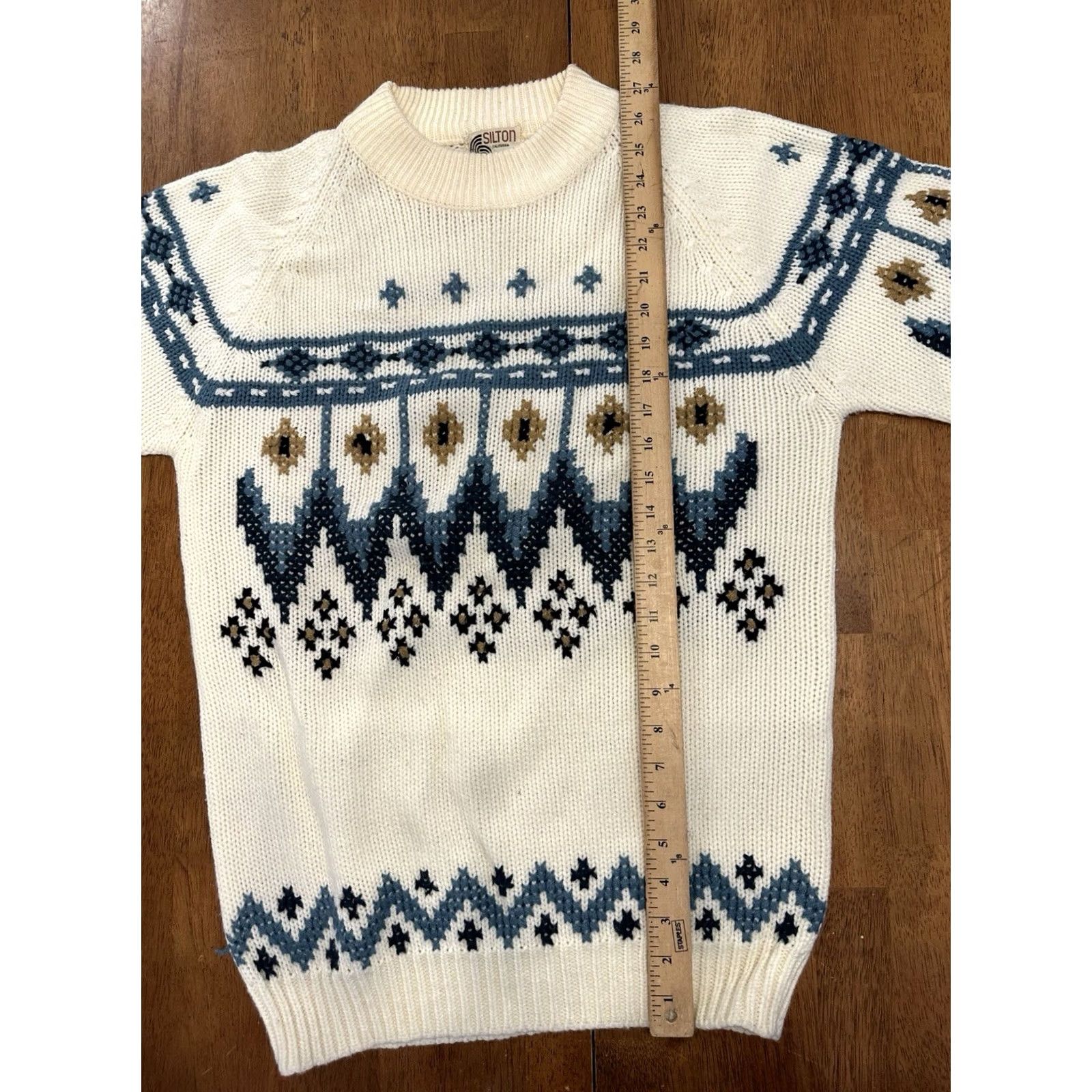 Vintage VINTAGE silton california Sweater Medium 80s 90s Geometric White Acrylic Knit Mens Size US M / EU 48-50 / 2 - 6 Thumbnail