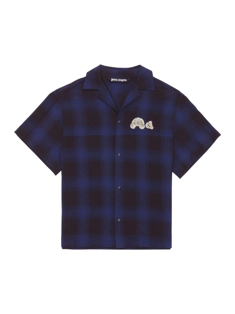 image of Palm Angels Bear Bowling Shirt in Blue, Men's (Size Medium)