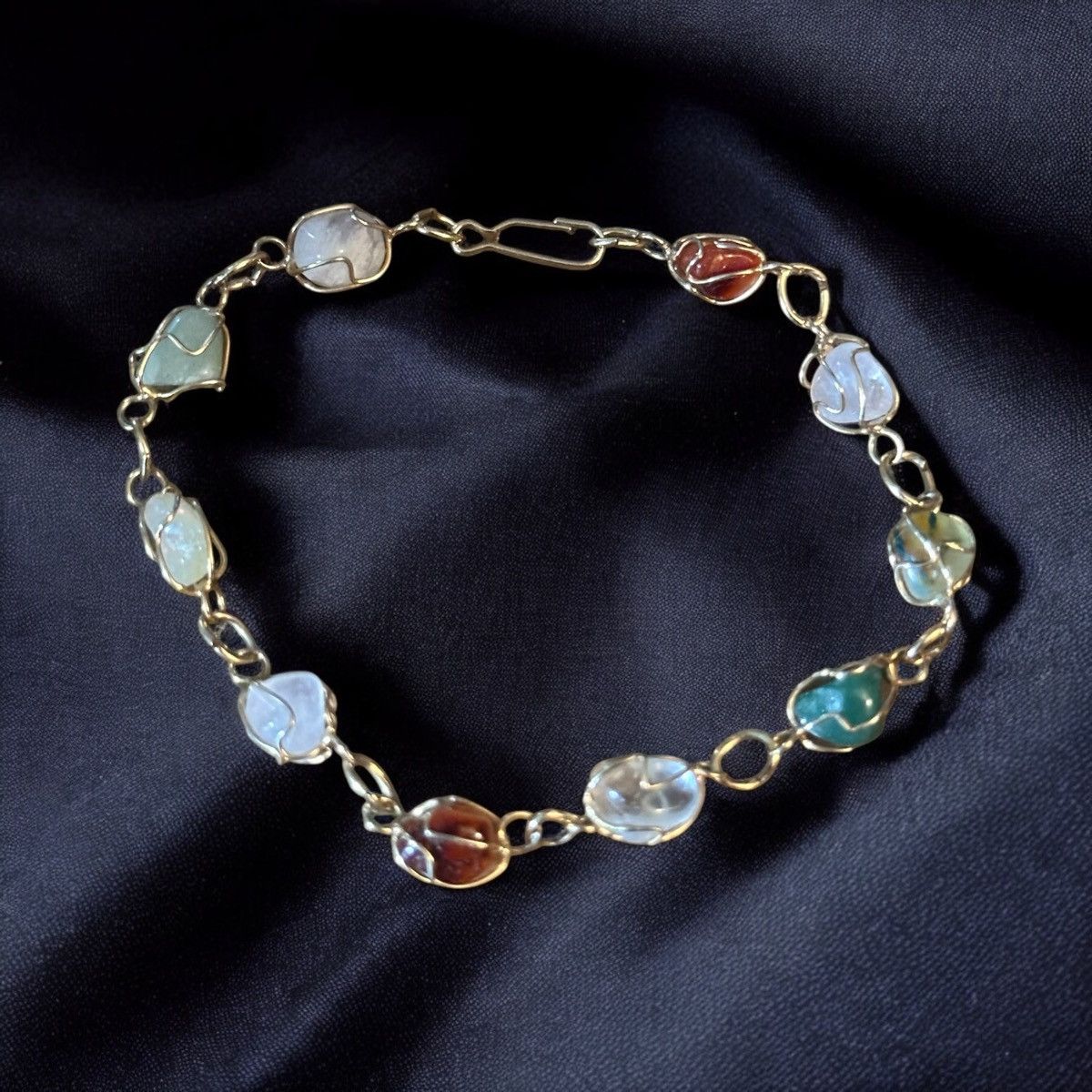 Vintage Vintage wire wrapped natural gemstone bracelet Size ONE SIZE - 1 Thumbnail