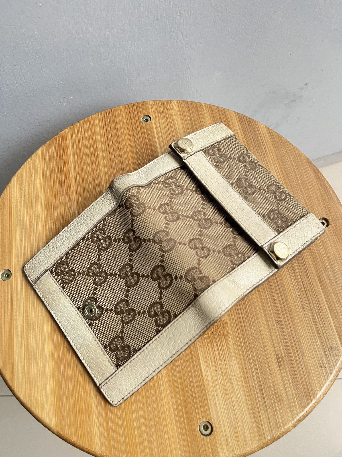 Gucci Gucci Beige/Off White GG Canvas and Leather Compact Wallet Size ONE SIZE - 4 Thumbnail