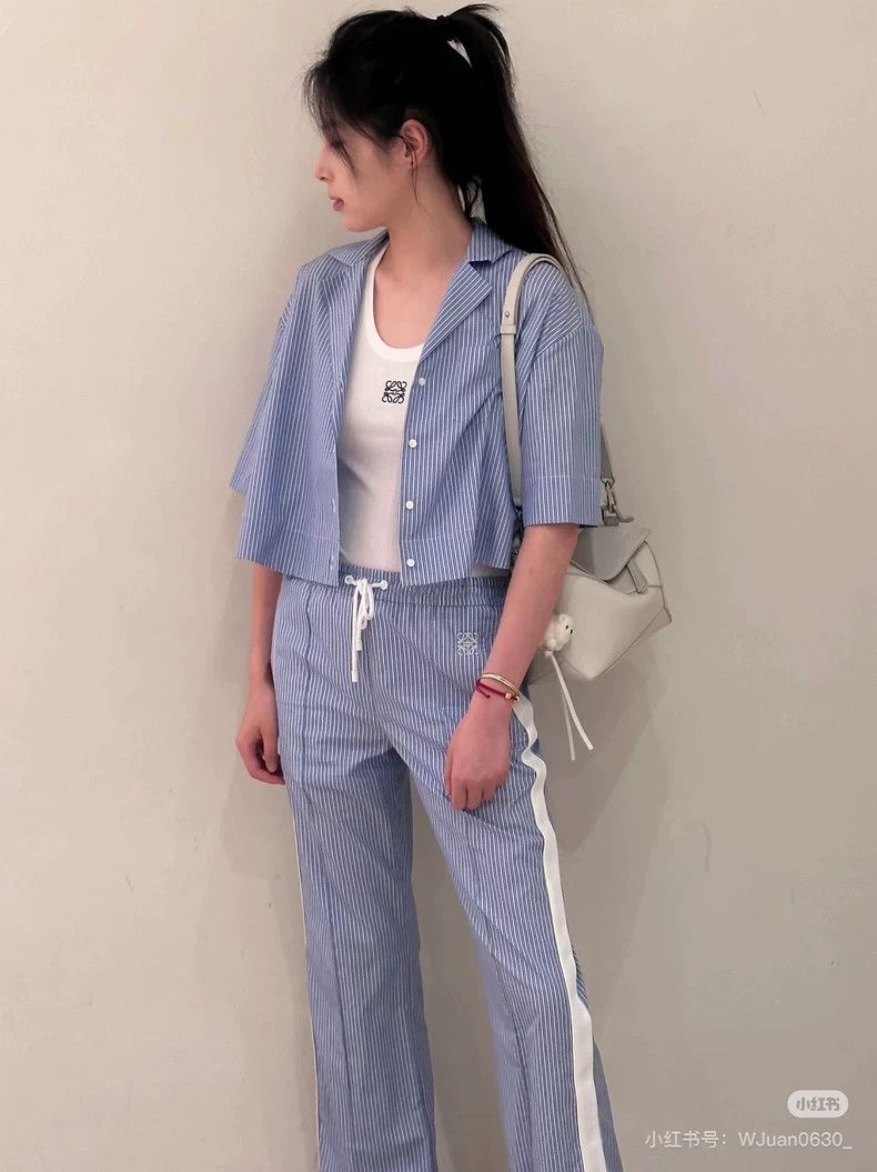 Loewe LOEWE sizeS Blue and white striped casual trousers Size 27" / US 4 / IT 40 - 7 Thumbnail