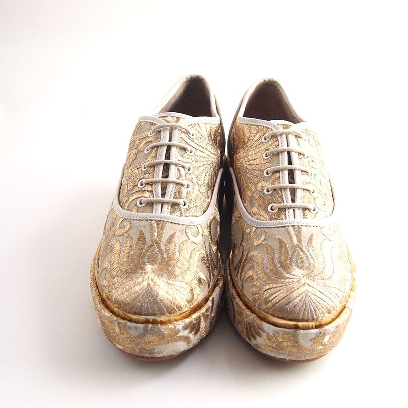 Tory Burch Tory Burch Arden Oxfords Gold Brocade US 7 M EU 37.5 Size US 7 / IT 37 - 7 Thumbnail