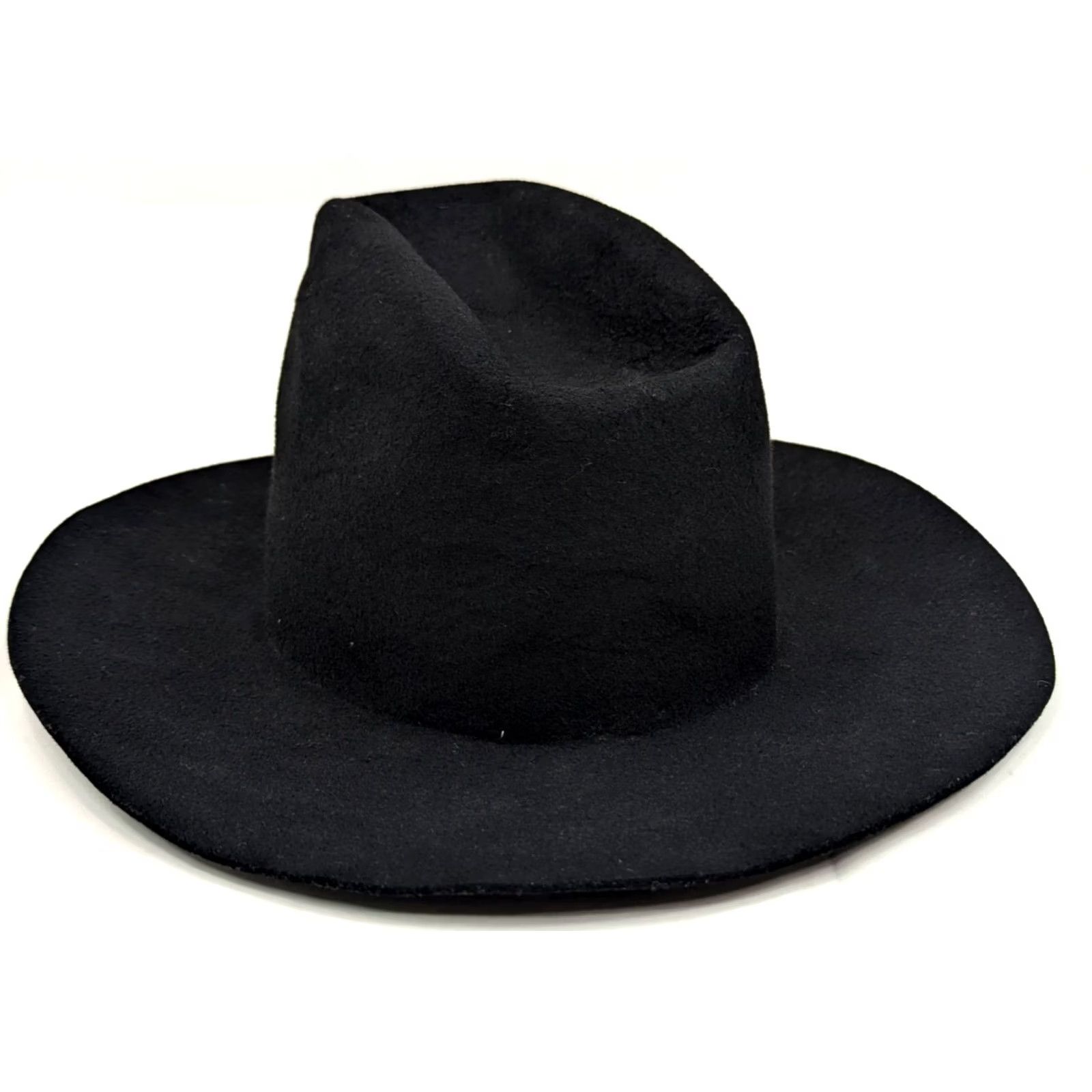 FELT VINTAGE Longhorn Kit Carson Felt Fedora Western Hat 23.5" Circ 7 3/8 Black Fedora Mens Hat Size ONE SIZE - 2 Thumbnail