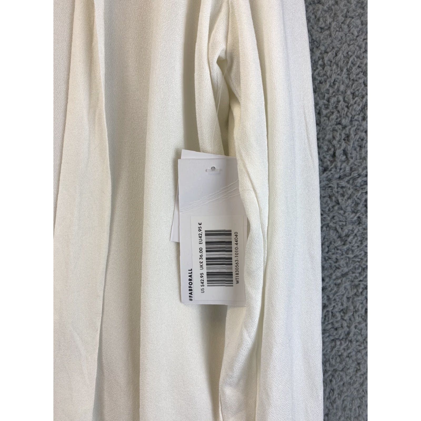 Vintage Just Fab Women's Blouse Long Sleeve V-Neck White Large Womens Size L / US 10 / IT 46 - 3 Thumbnail
