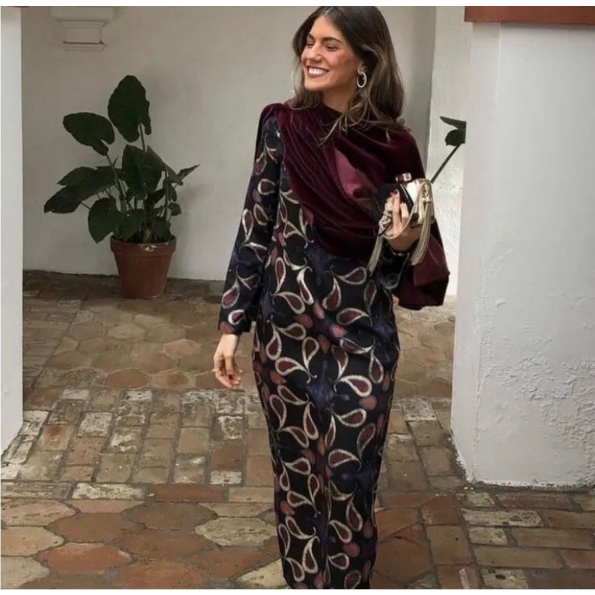 Zara ZARA BLOGGER FAVORITE PRINTED MIDI DRESS MULTICOLORED Size XS / US 0-2 / IT 36-38 - 3 Thumbnail