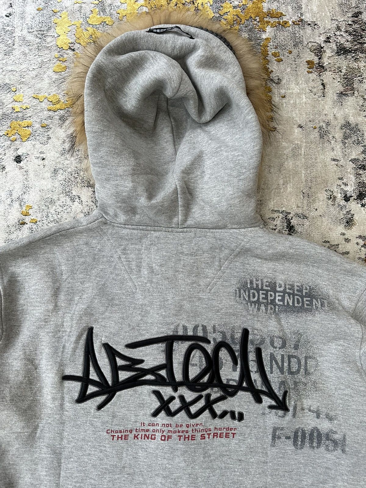 20471120 SICK TRASHED FUR ZIP HOODIE POEM EMBROIDERY IFSIX LGB STYLE Size US XL / EU 56 / 4 - 9 Thumbnail