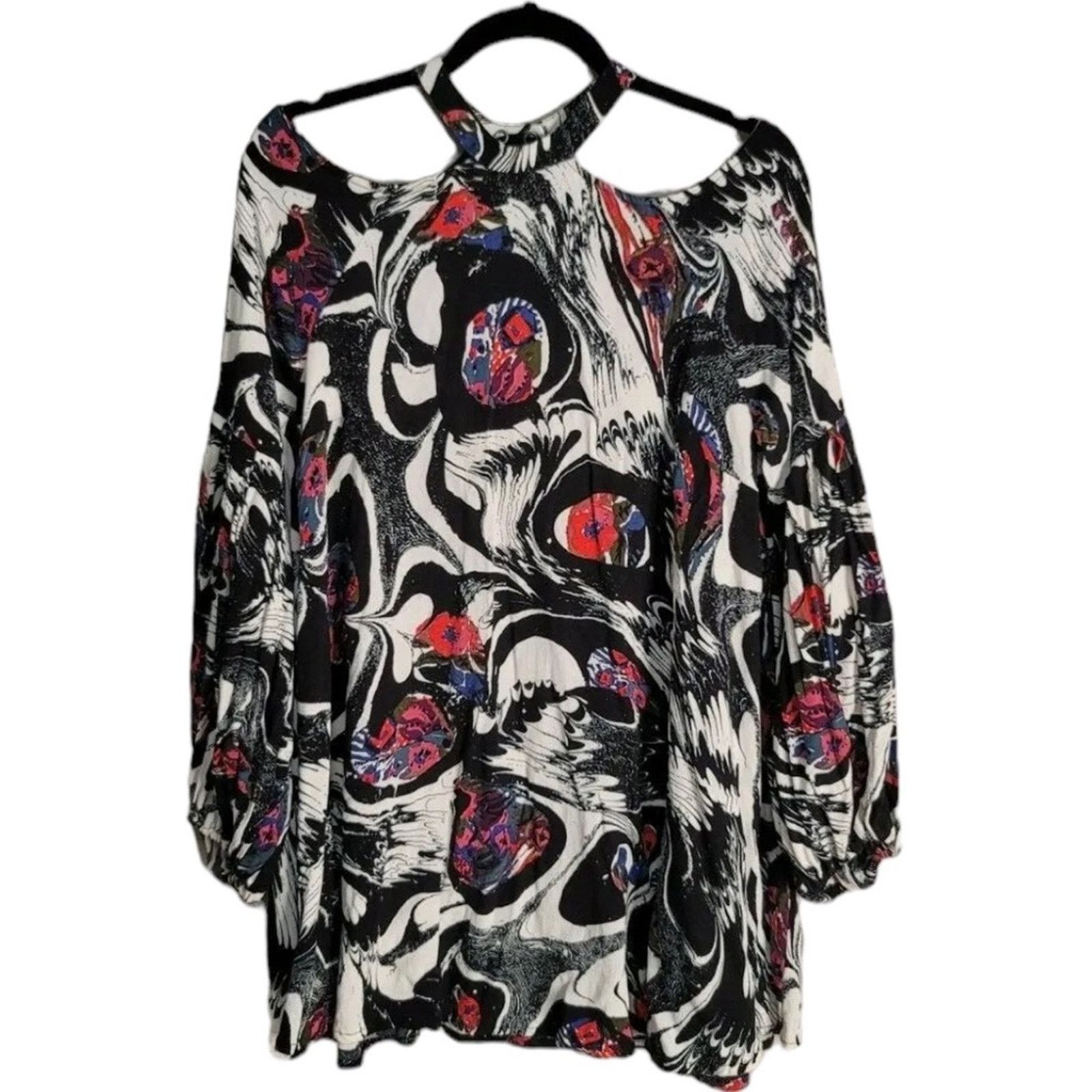 Free People FREE PEOPLE Drift Away Cold Shoulder Marbled Mini Dress Size S / US 4 / IT 40 - 6 Thumbnail