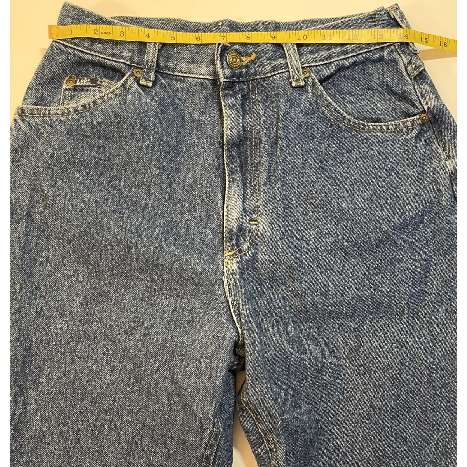 Lee VINTAGE Lee Rider Jeans Womens High Rise Mom Denim Blue 12P Petite 30in Inseam USA 80s 90s Size 34" / US 12 / IT 48 - 5 Thumbnail