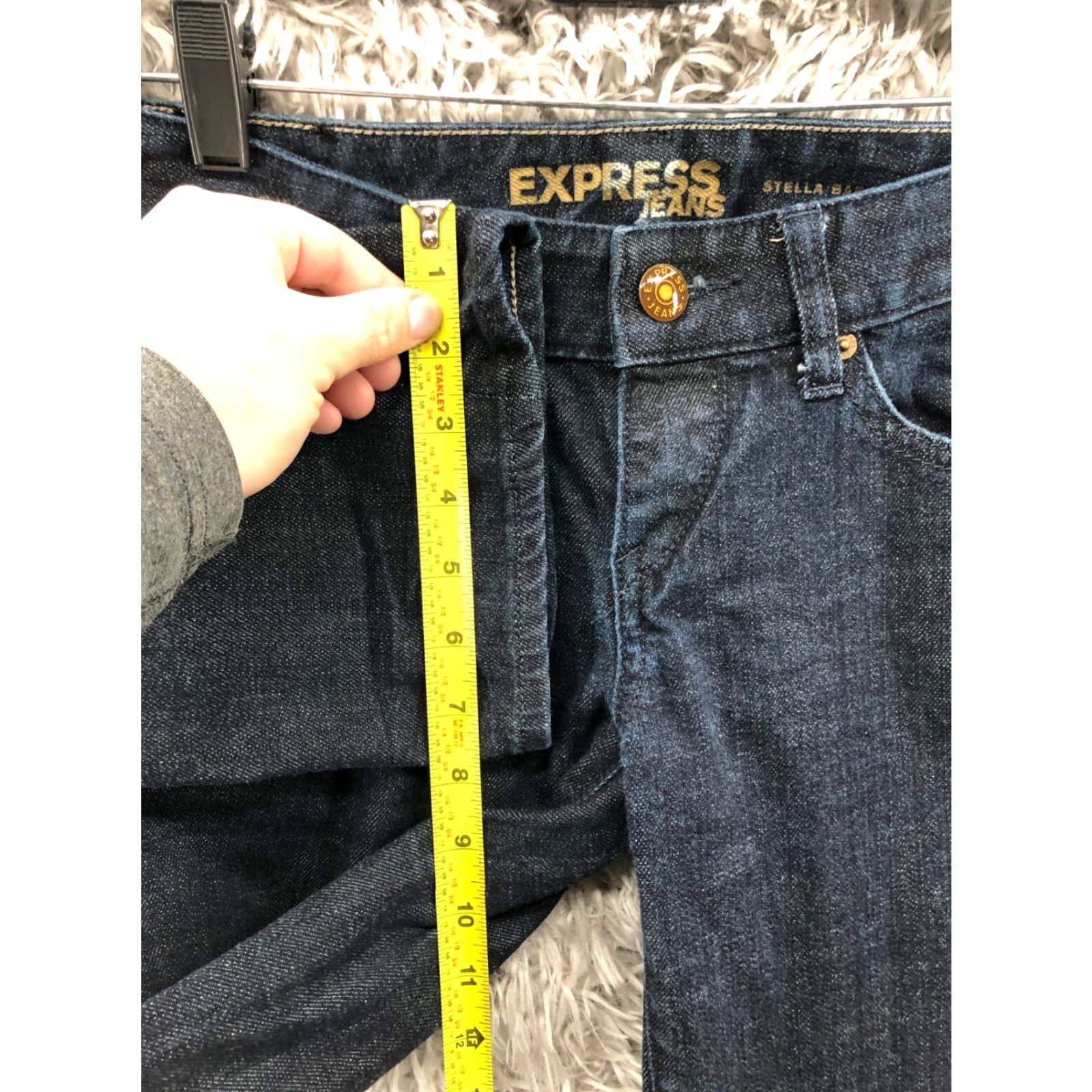 Express Express Stella Jeans Boot 21 Womens Low Rise Dark Blue Denim Size 42" / US 20 - 4 Thumbnail