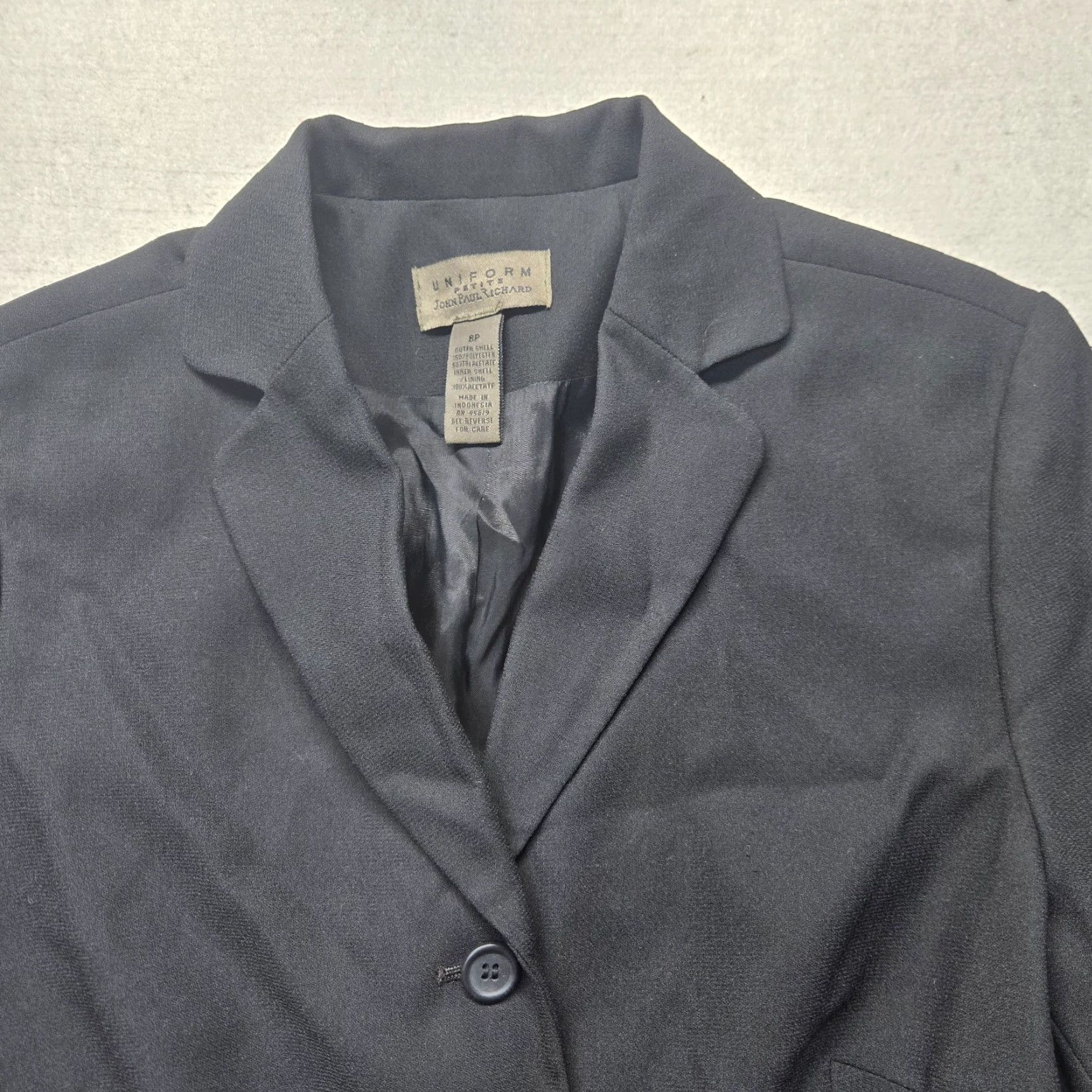 Vintage Uniform Blazer Solid Black Jacket Adult Women's Petite 8P Blazer Jacket Black 8P Women Petite」に誤りがあるため、正しく再編成します Size M / US 6-8 / IT 42-44 - 2 Thumbnail
