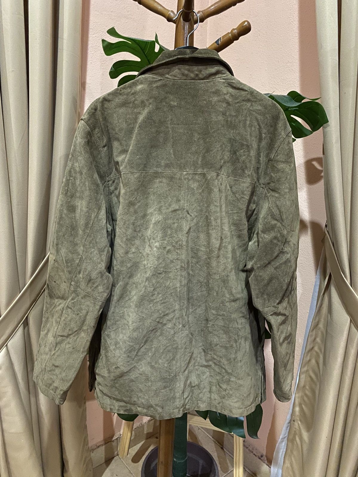 Pull & Bear Vintage Pull & Bear Olive Green Suede Leather Jacket Size US L / EU 52-54 / 3 - 11 Thumbnail